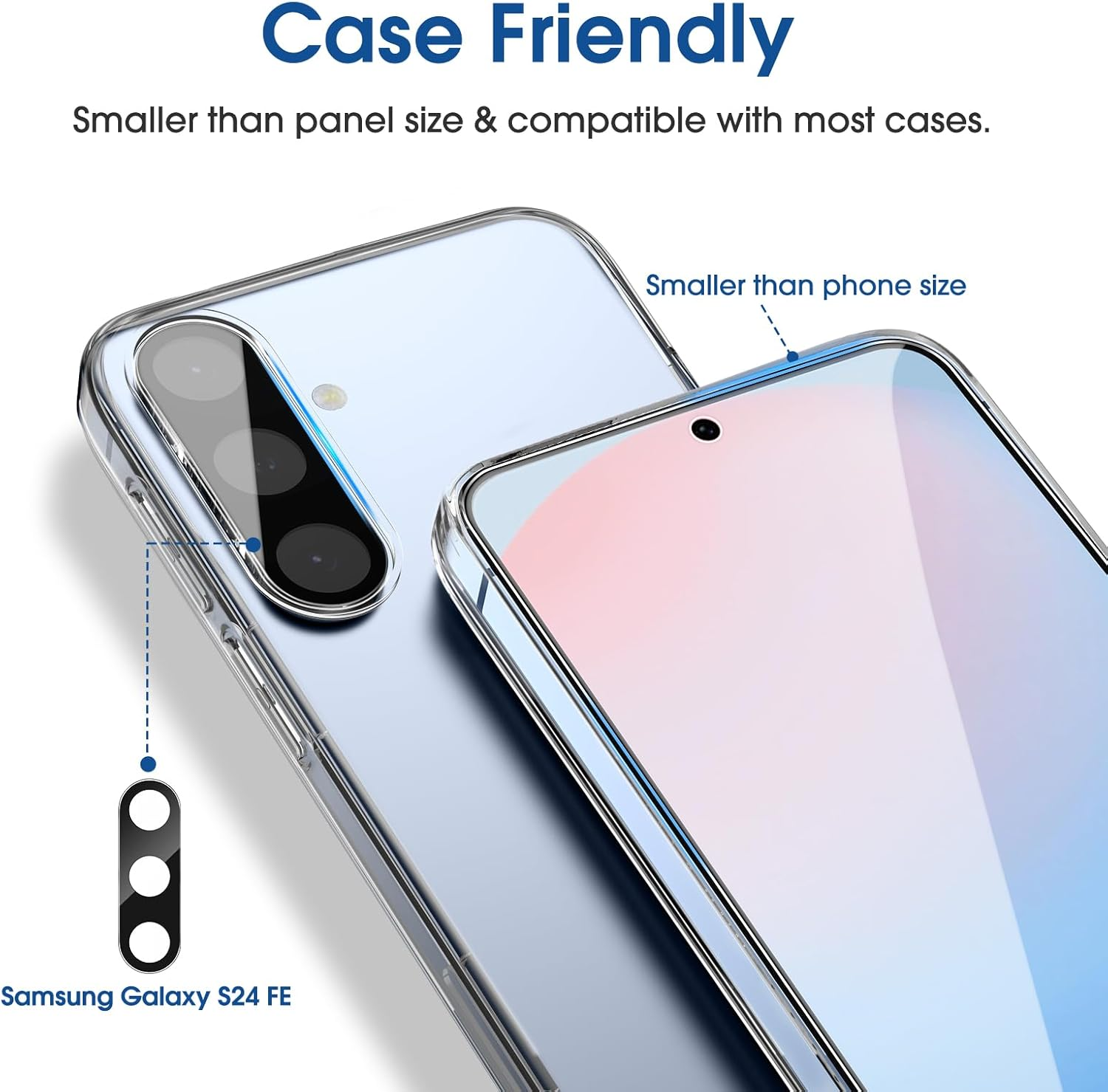 Amfilm [3+2 Pack] Screen Protector for Samsung Galaxy S24 FE with Camera Lens Protector, 9H Hardness Tempered Glass, anti Scratch, Bubble Free image number 4