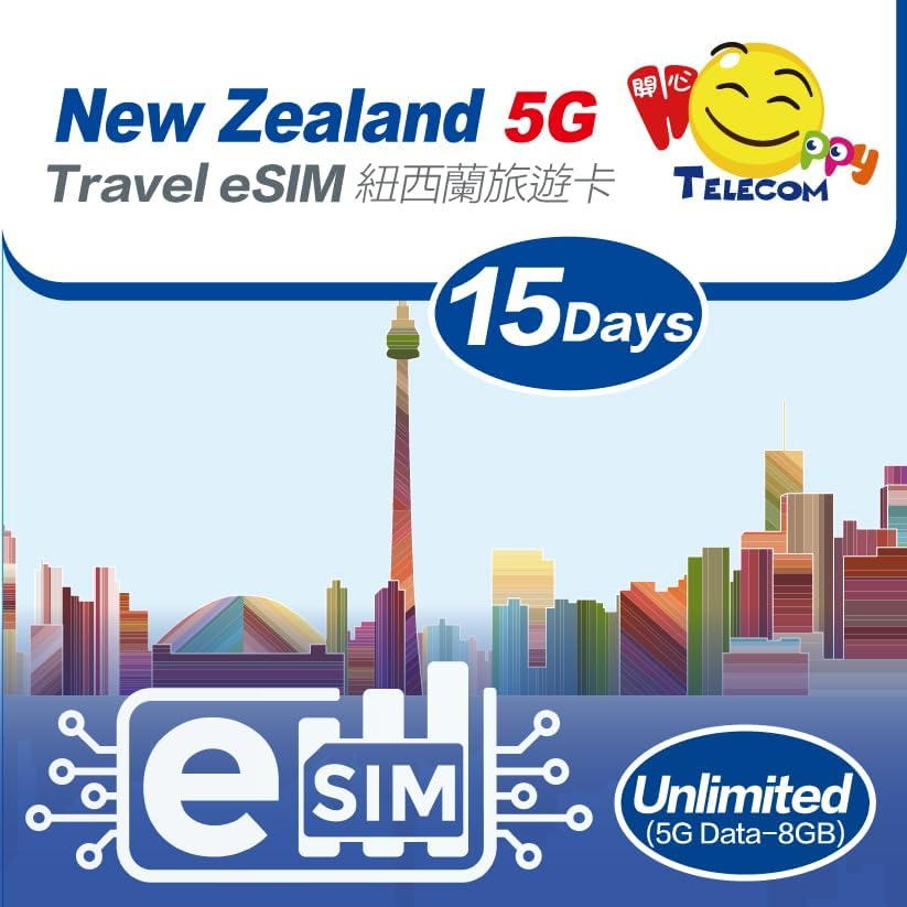 Happy 5G Esim New Zealand 15Days Unlimited Data Travel Esim | 8GB of 5G High-Speed Data Then 256Kbps | Support Iphone & Android Devices | Easy Activation | No Need Registration image number 2