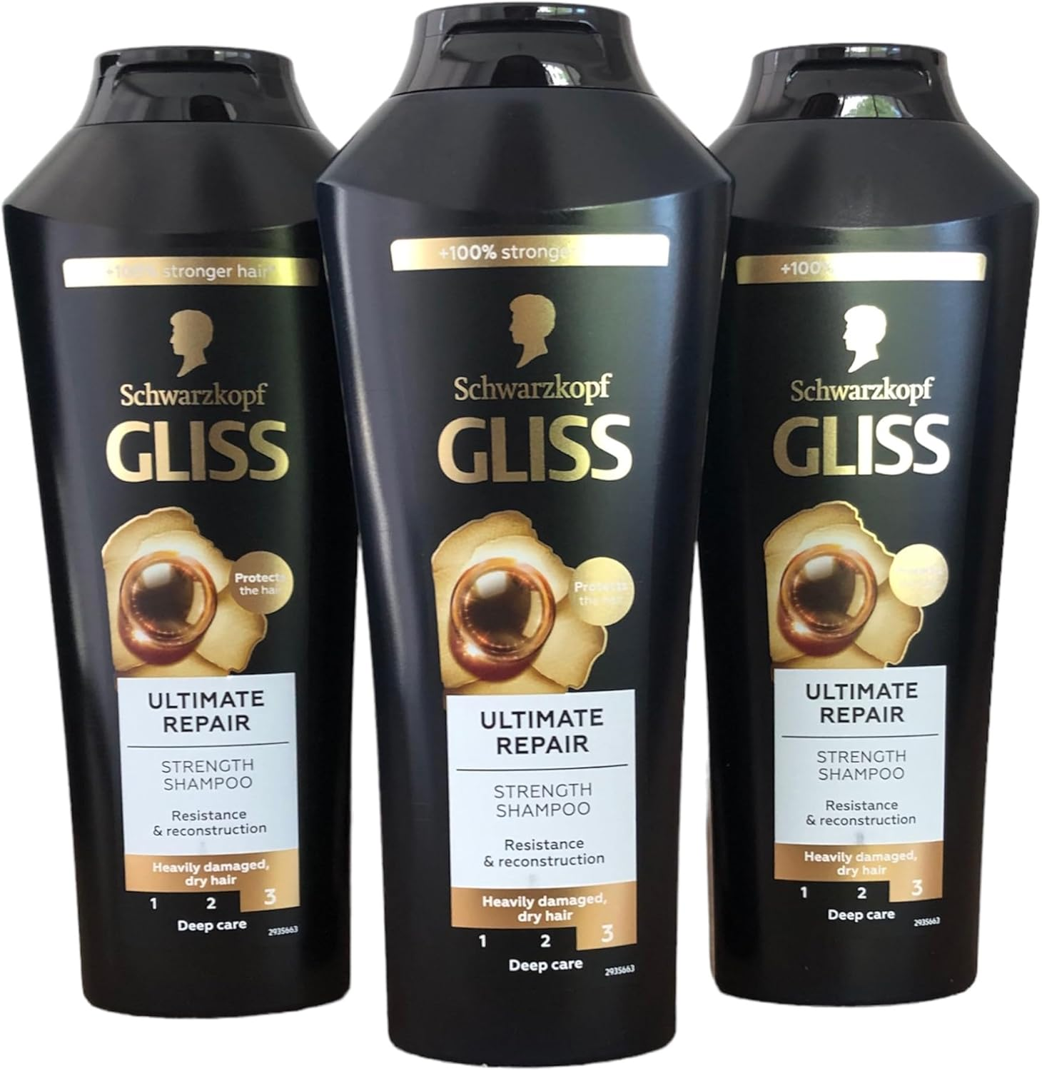 GLISS Hair Repair Shampoo, Ultimate Repair for Heavily Damaged Hair, 13.6 Ounces (Pack of 3) image number 1