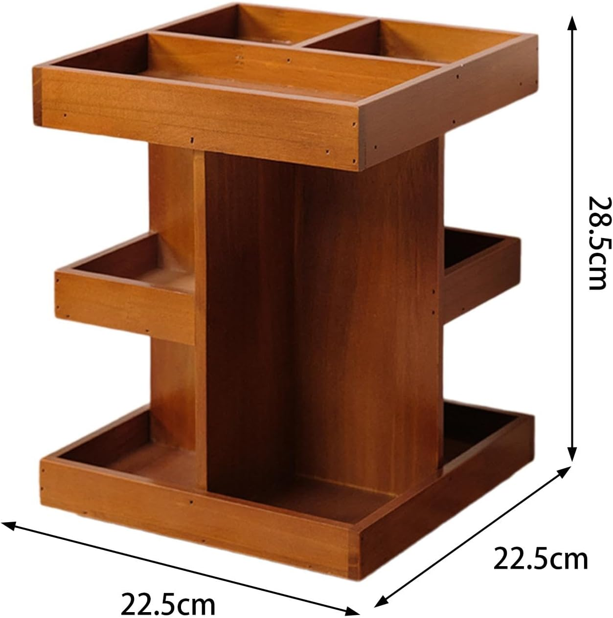 Kokiya Organizer Rotating Cosmetic Storage Box, Retro Design Cosmetic Rack, Wooden Makeup Holder for Home,Bathroom, image number 5
