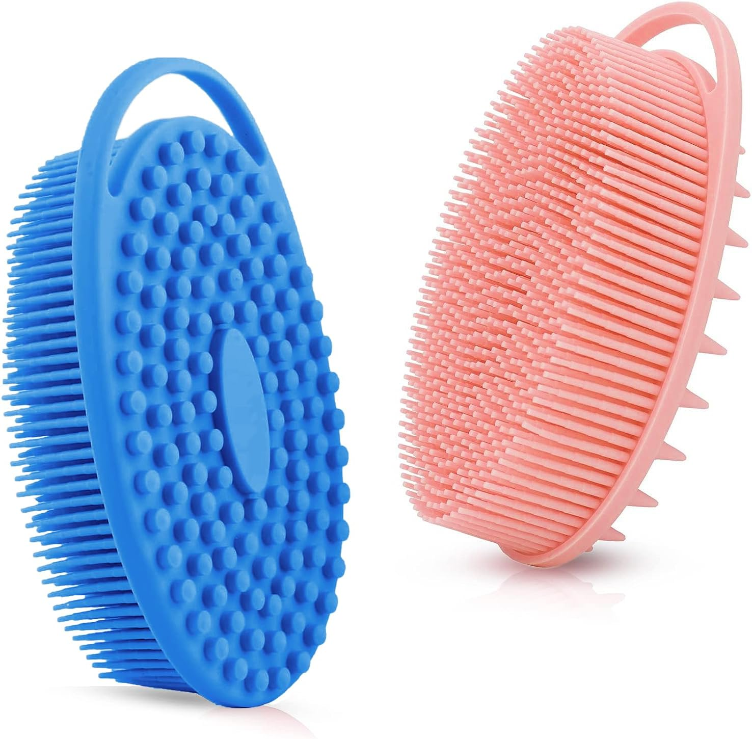 Rampula Silicone Body Scrubber, Silicone Loofah, Bath Cleaning Scrubber, Shower Sponge Glove, Exfoliating Body Brush for Wet or Dry Brushing, More Hygienic than Traditional Loofah (Black and Grey)