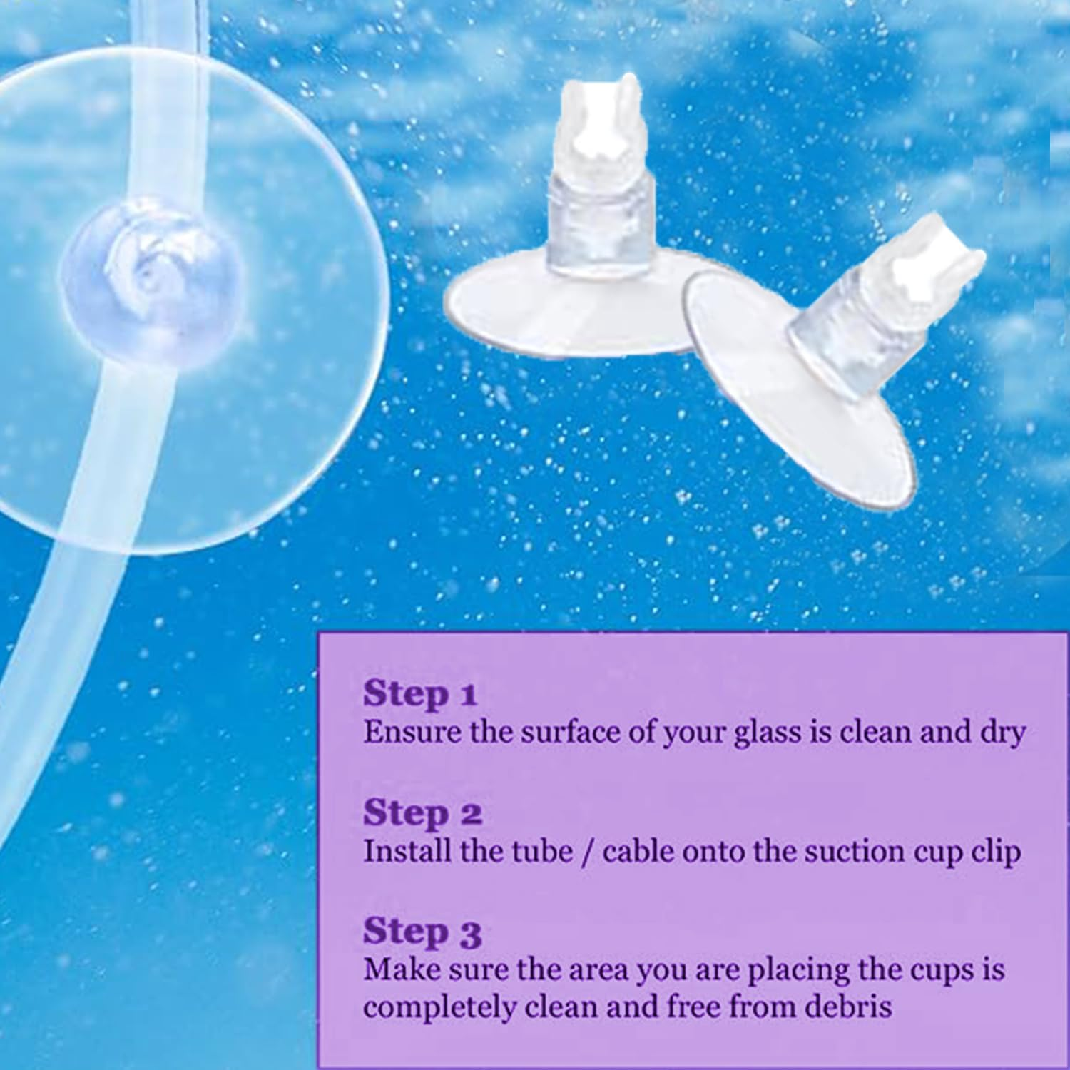 Roczential 24-Pack Aquarium Suction Cup Clips for 3/16" ID Airline Tubing, Air Hose Holder Clamp for Fish, Turtle, Frog Tank image number 6