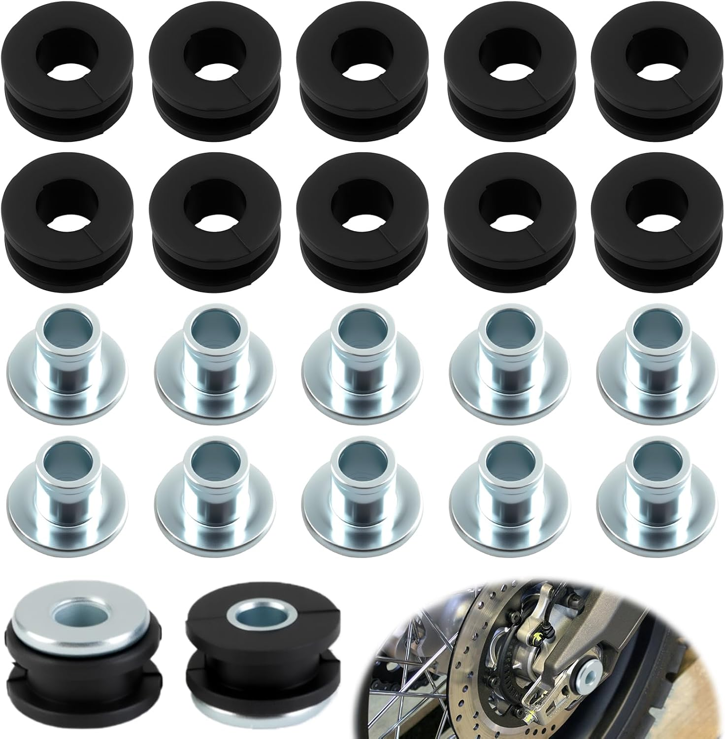 20 Pcs Universal Motorcycle Bike M6 Rubber Grommets Set - Heavy Duty Fairing Cowling Buffer Washers, Pressure Relief Cushions & Shock Absorbing Bushings for Smooth Ride, Fit Most Bikes image number 4
