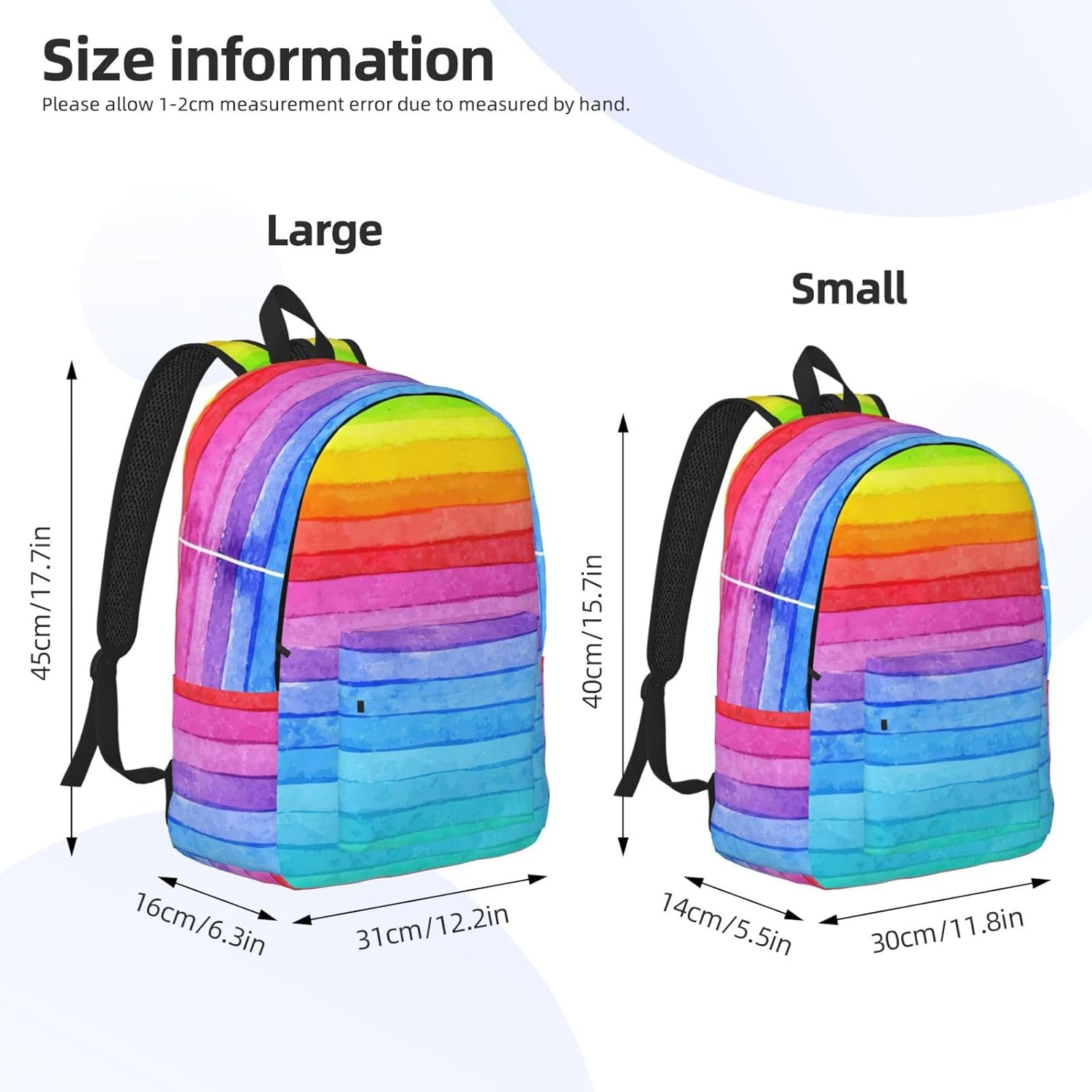 Casual Backpack,School Backpack Waterproof Casual Backpack Cute Laptop Backpack Travel Daypack,Rainbow Colored Striped Print image number 2