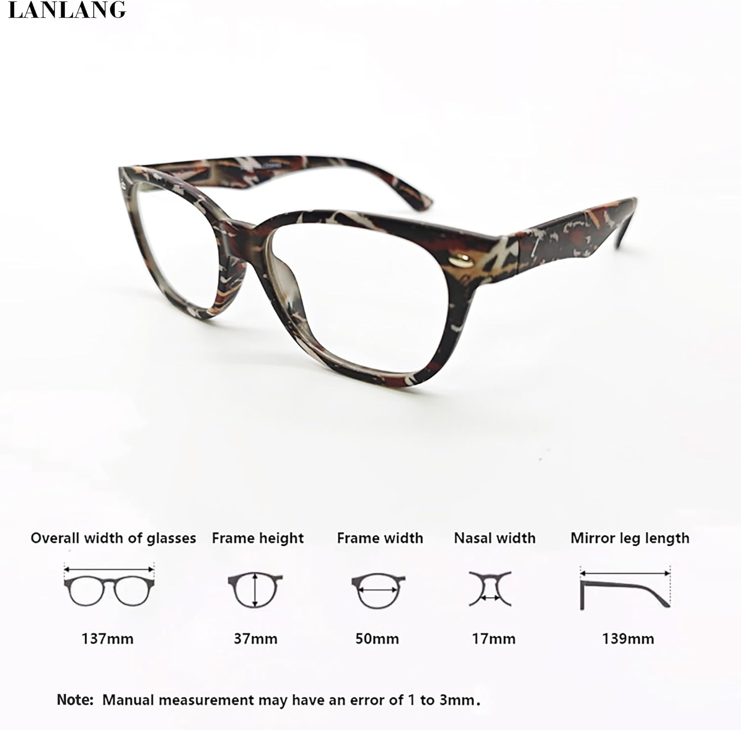 LANLANG Reading Glasses for Women Men, Spring Hinge, Clear Lens, PC Frame, Lightweight, Colorful Design, R-T006 image number 1