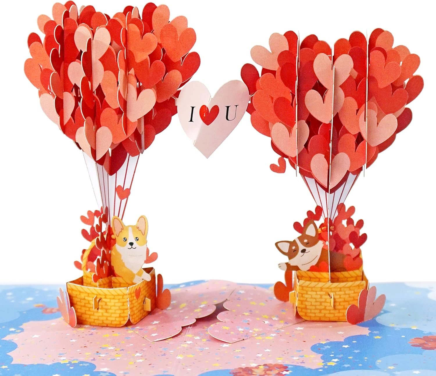 CUTPOPUP Corgi Couple Valentines Day Card Pop Up, Anniversary Card, 3D Popup Greeting Love Card (Corgi Couple Airballoon) LO167AU1515