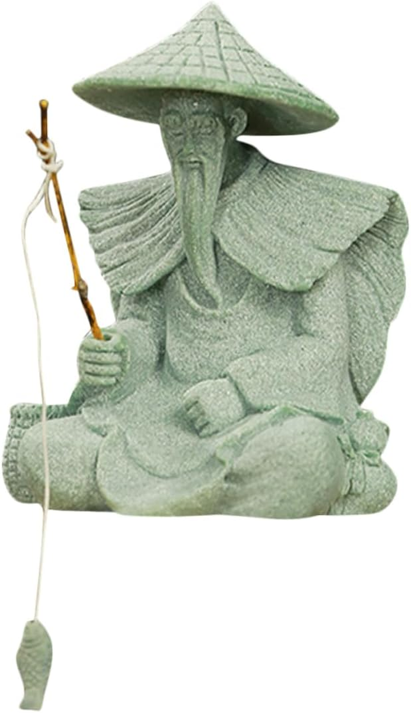 GARVALON Aquarium Decoration Fisherman Figurine Mini Fisherman Statue Garden Decor image number 1