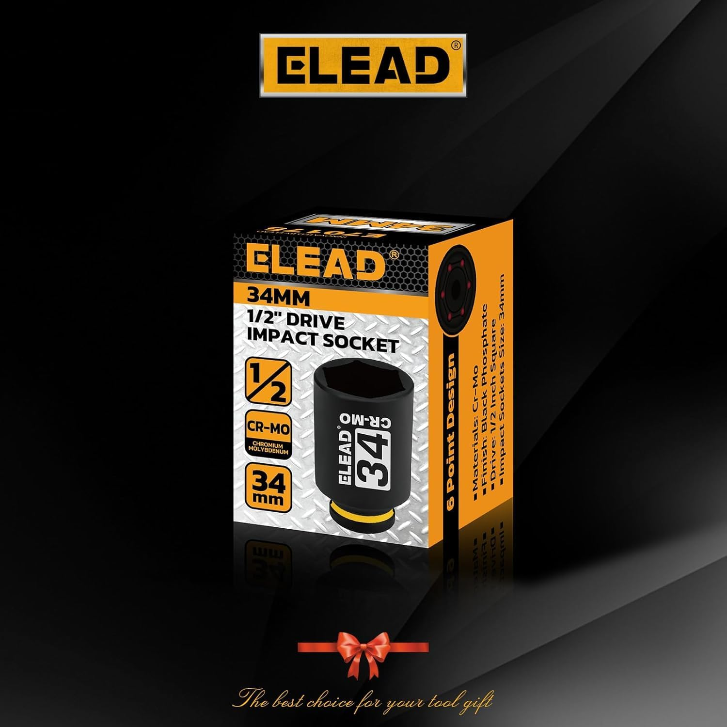ELEAD 1/2" Drive Deep Impact Socket, 34 Mm Metric 6 Point 1/2-Inch Drive Impact Axle Nut Sockets, CR-MO Nut Socket Set, Oil Filter Sockets, Tools for Easy Removal of Axle Shaft Nuts image number 2