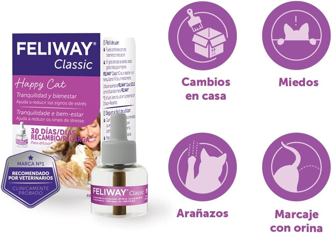 Feliway Feline Pheromone Diffuser Refill for Cat Anxiety and Stress Relief, 48Ml image number 3