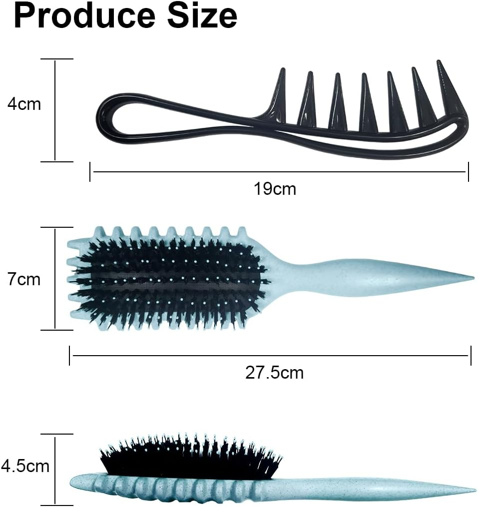 Ruayia Teeth Combs + Shark Tooth Comb Women, Wide Tooth Comb Kit for Men, Hair Styling Salon, Highlight Comb, Wide Tooth Comb, Curling Brush, Curling Comb, Coarse Teeth - Blue image number 5