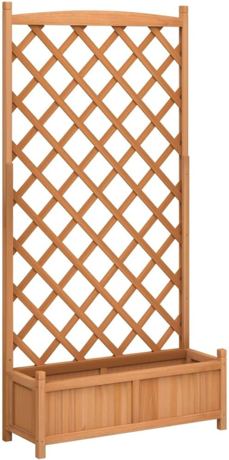 Planter with Trellis Brown Solid Wood Fir