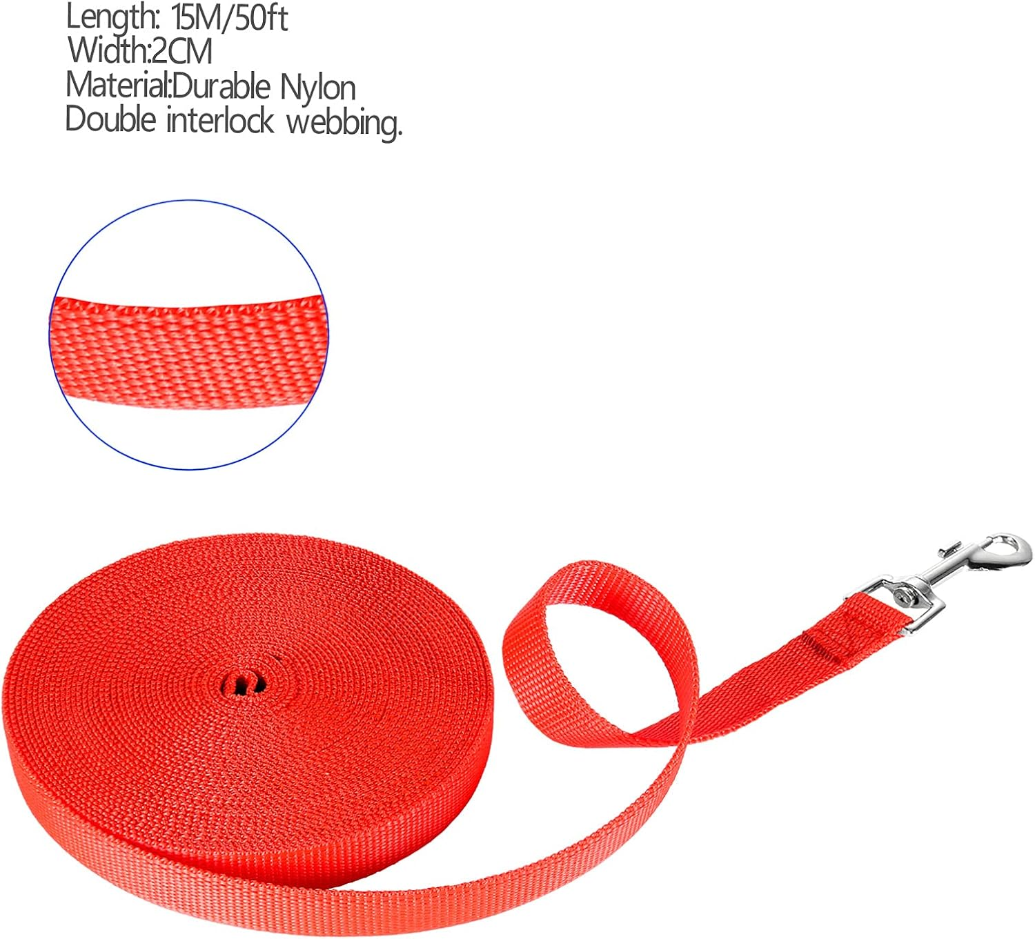 Navox Training Lead for Dog/Puppy 15M Red, Long Line Dog Lead, Nylon Long Dog Training Leash for Pet Recall, Hiking, Camping,Hunting, Backyard image number 4