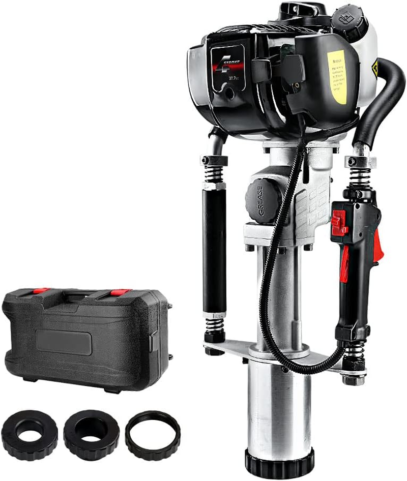Petrol Post Driver 4-Stroke Rammer Pile Star Picket Fence Hole Black Heavy Duty Tool image number 2