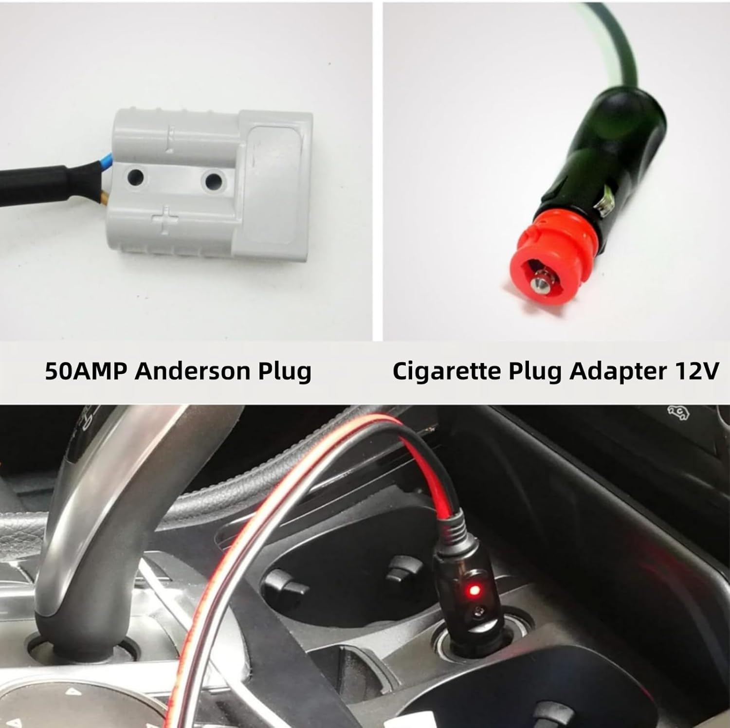 Luojinluoda Anderson Plug Extension Cable - 12V 2M Anderson Plug Connector to Cigarette Lighter Adapter - Style Connector to EU Male Plug, 16AWG Heavy Duty Lead for Caravan 4WD Car Marine image number 5