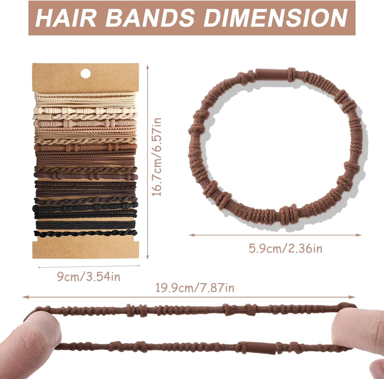 Scrunchies, Elastic Hair Bands, Pack of 20, Boho Hair Bobbles Bracelets, Braided Hair Bands, Elastic Hair Scrunchies for Women and Girls, Thin Hair, Curly Hair, Heavy, Long Hair image number 3