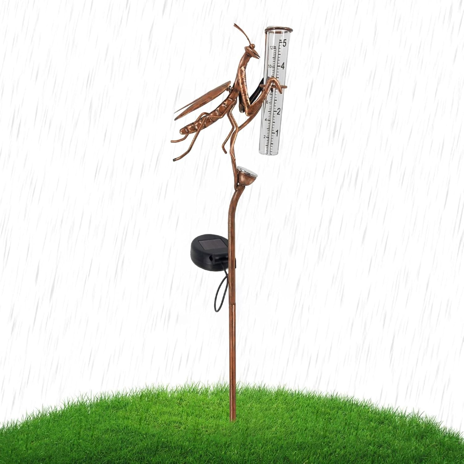 Solar Rain Gauges, Waterproof Rain Gauge with Lights, Decorative Multi-Functional Measure Gauge for Yards, Lawns, Pathways, Patio image number 3