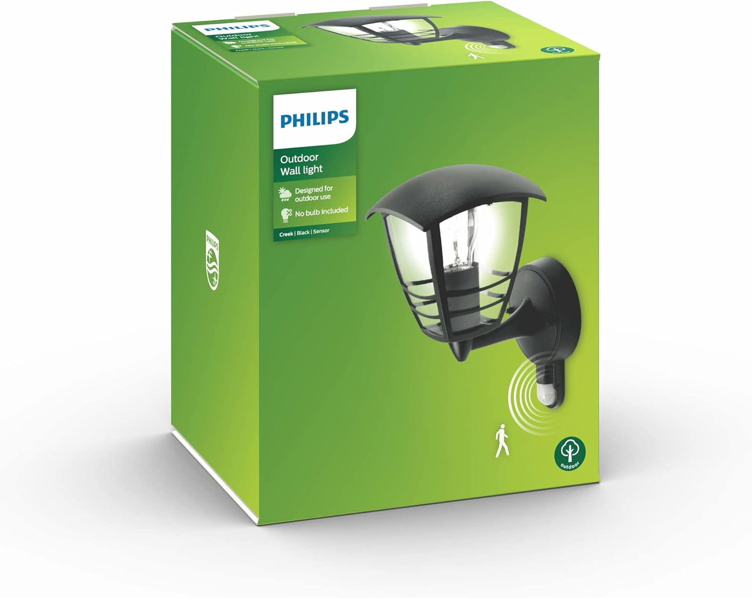 Philips Mygarden Creek Outdoor Wall Light with Motion Sensor (Requires 1 X 60 W E27 Bulb), 220-240V, Black image number 1