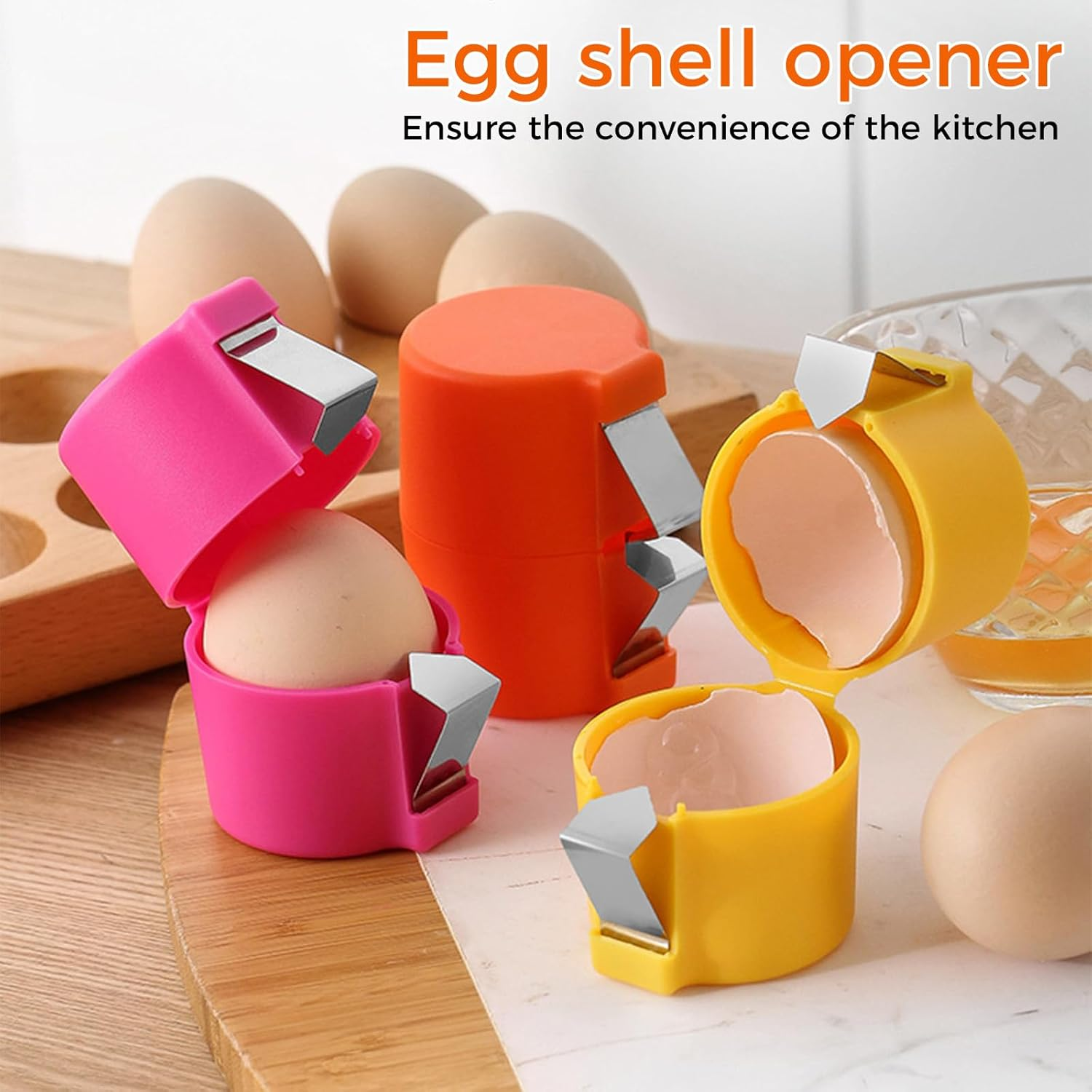 3 Egg Shellers, Boiled Egg Peelers, Raw and Boiled Egg Slicers, Cooking and Baking Kitchen Utensils, Handheld Stainless Steel Tools image number 3
