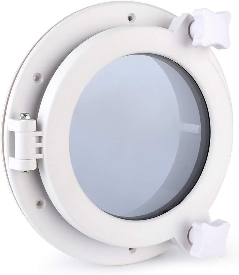 215Mm round Porthole Lighting Ventilation Yacht RV Hatch Window Portlights ABS Anti-Aging Anti-Uv Tempered Glass Stainless Steel White image number 2