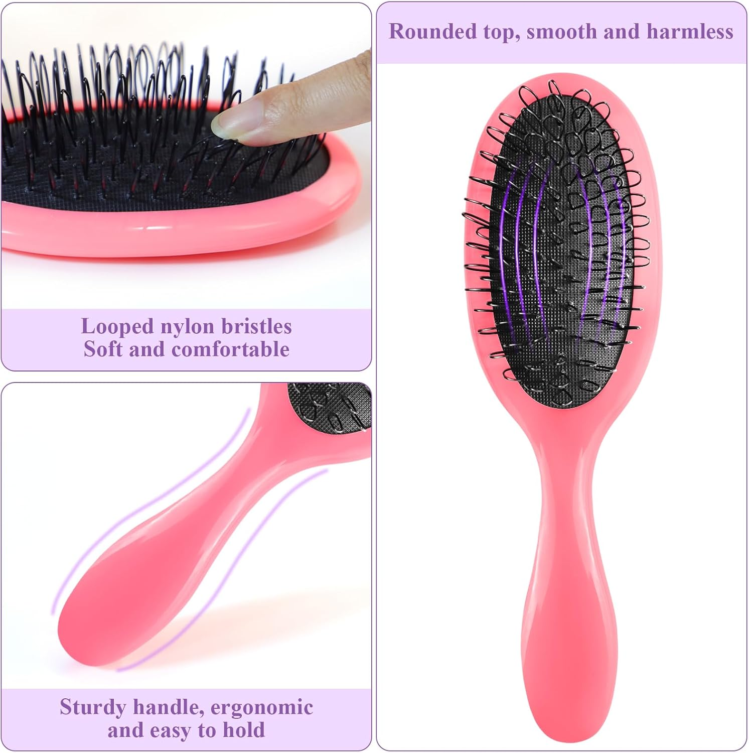 Start Makers Wig Brush and Comb Set 3 Piece Hair Brush Set Including Loop Comb, Wide Detangling Brush and Rat Tail Comb - No More Tangles for Synthetic Hair image number 1