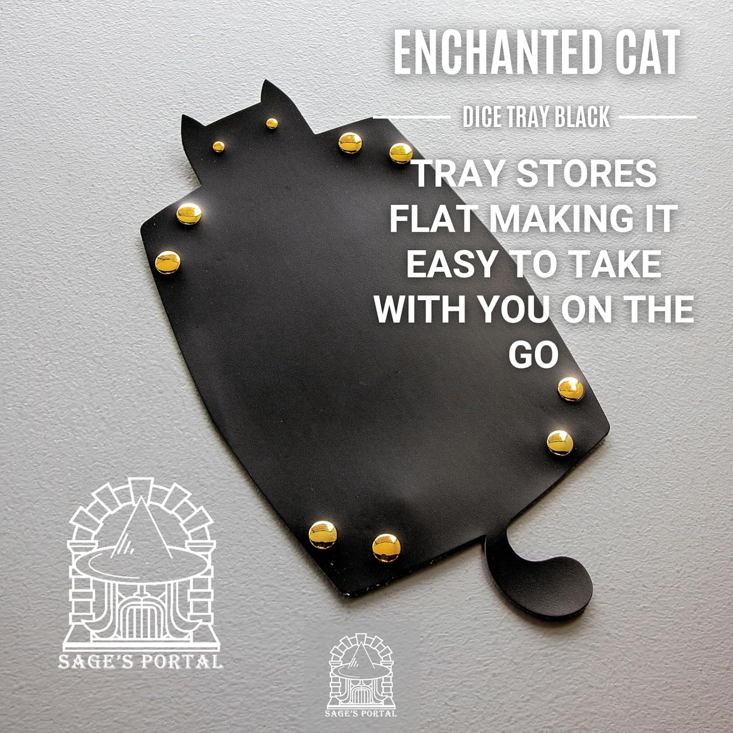 Sage&rsquo;S Portal Enchanted Cat Dice Tray, Portable Snap Assembly, DND Dice Tray for Dungeons and Dragons RPG Tabletop TTRPG (Black) image number 1