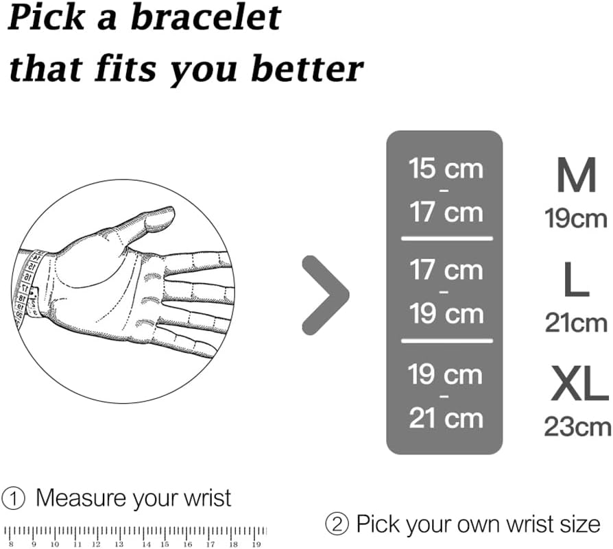 HEIX Men'S Premium Leather Bracelet Magnetic Stainless Steel Clasp in Dark Blue and Brown Great Gift Idea for Men & Boys Jewelry (Black)