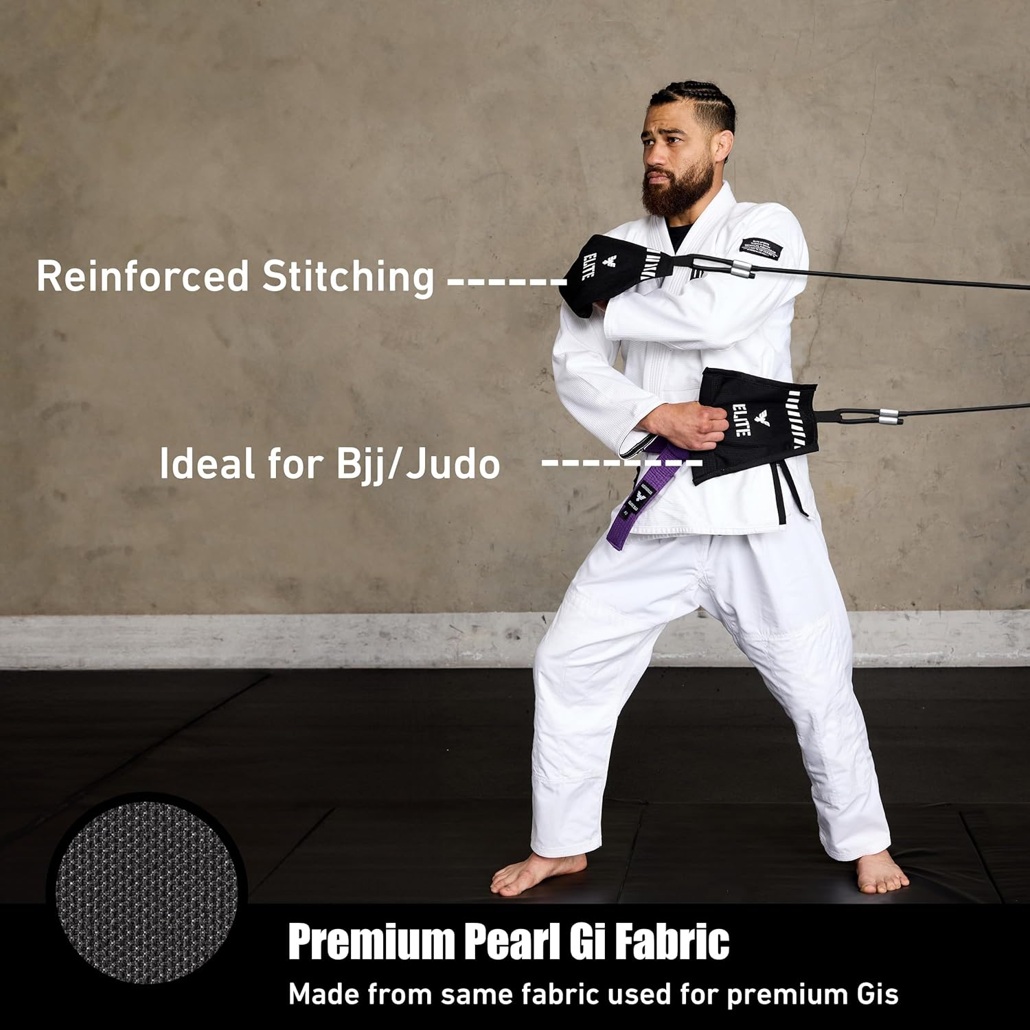 Elite Sports Jiu Jitsu Grip Trainer Simulate Gi - Resistance Band Grip Strength Trainer for BJJ MMA Judo & Grappling Training image number 3