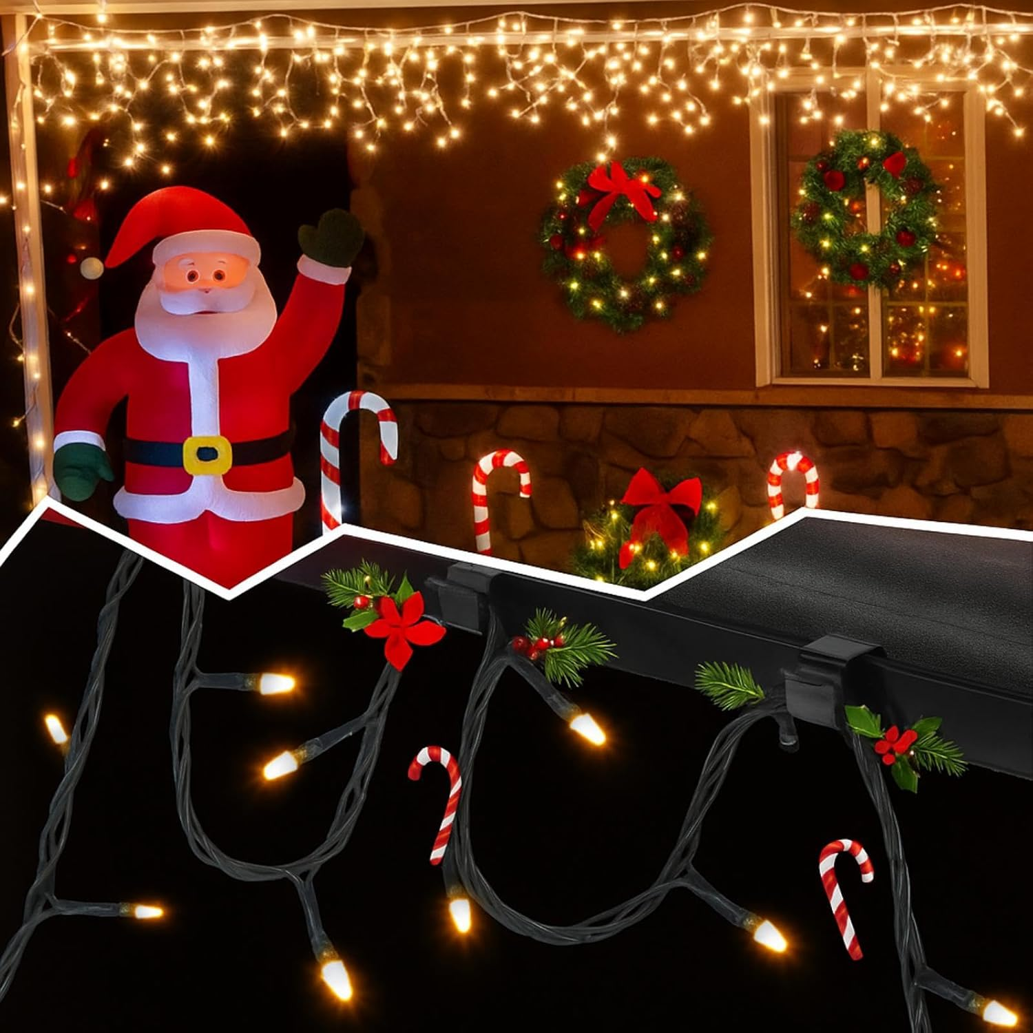 Christmas Lights Gutter Hooks Galvanized Holiday Lights Roof Hooks Christmas Light Clips Xmas Light Gutter Hangers Outdoor Seasonal Lighting Hooks for Christmas Light Kitchen Bathroom Garden (50 Pcs) image number 2