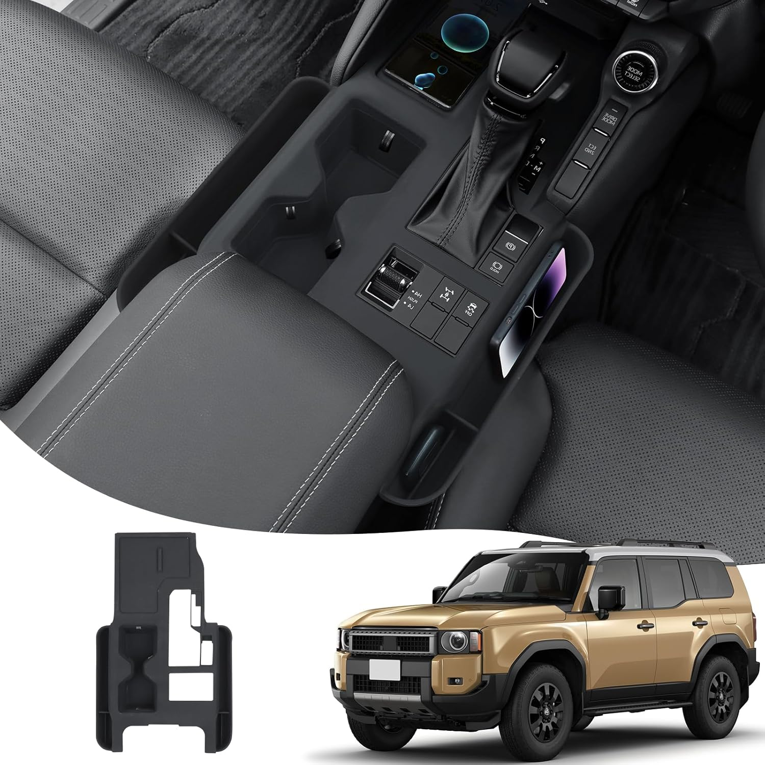 Central Control Silicone Storage Box for 2024 2025 Toyota Land Cruiser Prado 250 1958 Lc250 J250 Seat Gap Storage Box Wireless Charging Silica Gel Pad Internal Modification Accessories