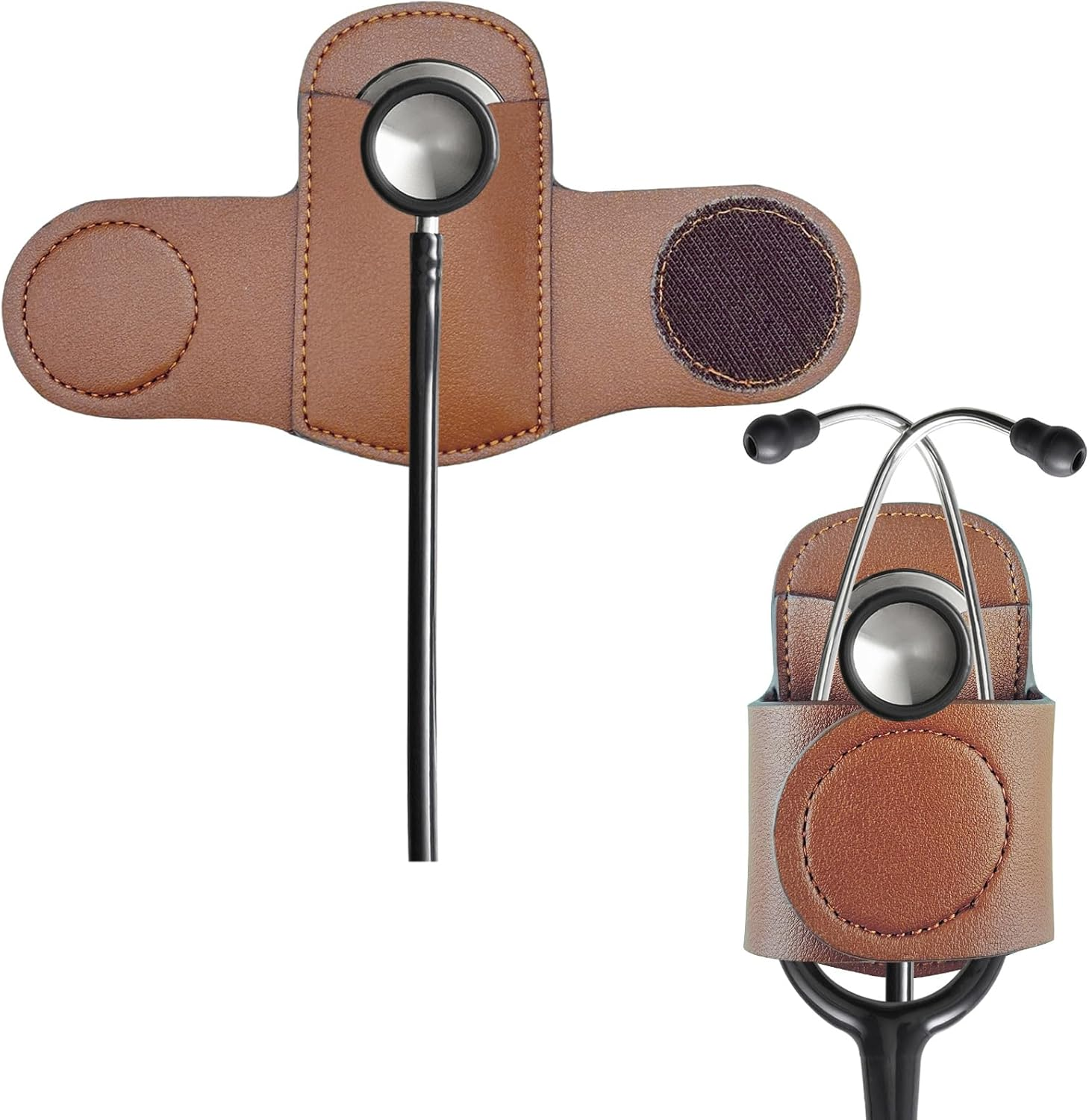 Leather Stethoscope Holder Hip Clip, Stethoscope Hip Holder for Waist Belt, Clip-On Stethoscopeholder for Physicians Nurses(Black)
