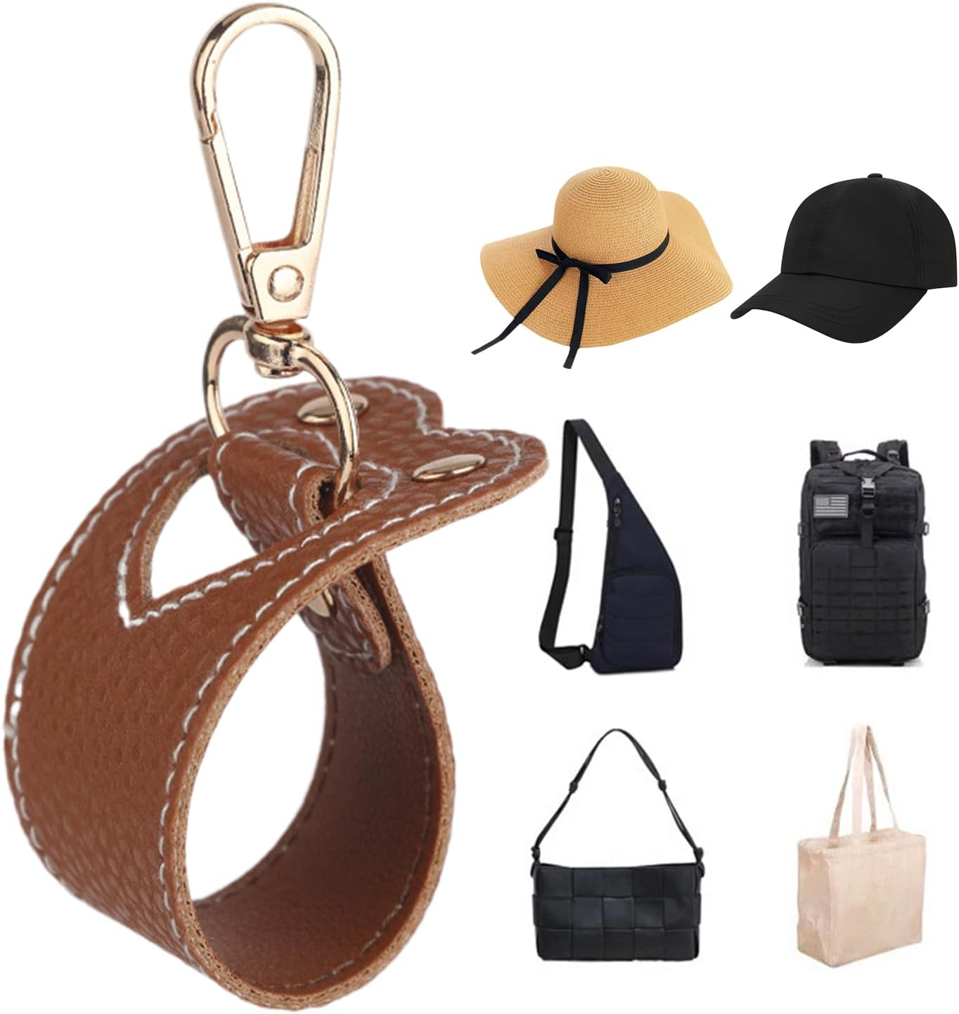 Hat Clip for Bag,Pu Hat Clip for Travel on Bag - Cartoon Headgear Organizer, Quick Release Carrier for Luggage Purse Backpack Suitcase Belt