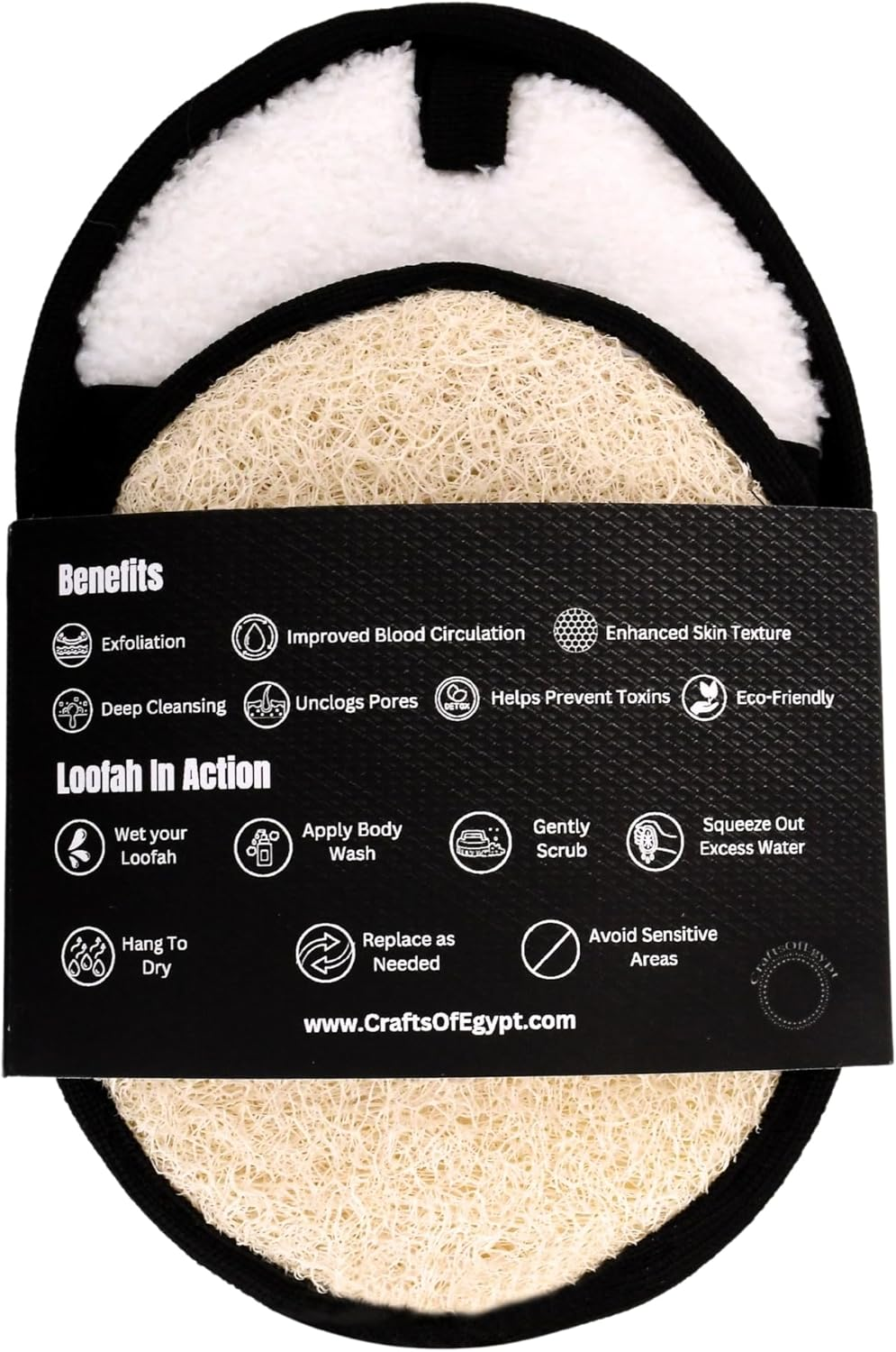 Rugged Natural Shower Loofah for Men - Tough Eco-Friendly Exfoliating Body Scrubbers, Durable & Gentle Terry Towel Cloth Pad for Manly Skin Care - Lufas, Luffa, Loufas Sponges image number 3