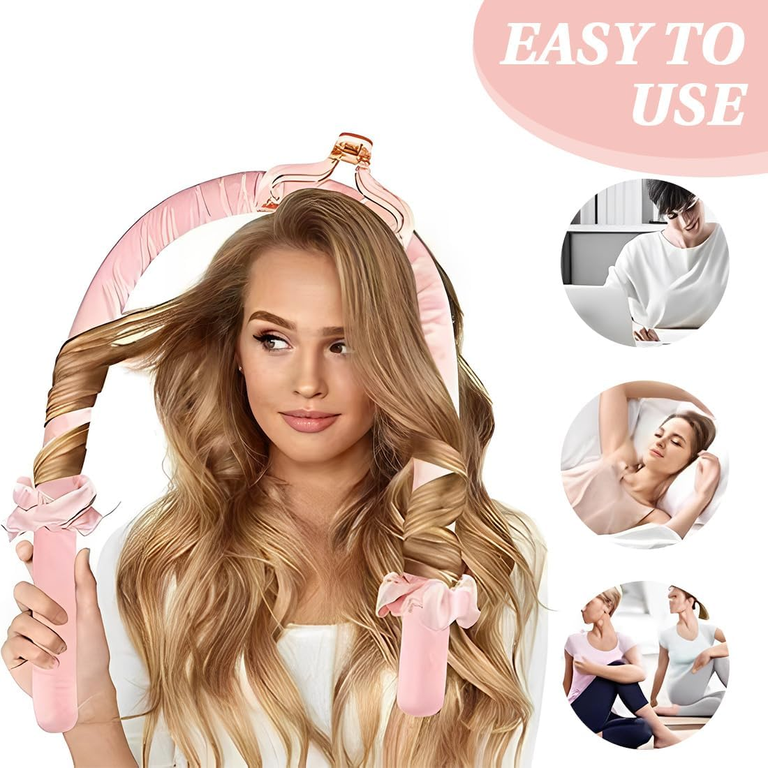 XUZOPIM Silk Heatless Curling Band, Curls without Heat, Overnight Curler, Hair Curler, DIY Hair Curling Band, Comes with Hairpin, Hairstyle Set for Long, Medium Hair