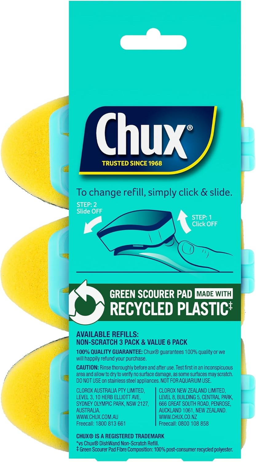 Chux Heavy Duty Dishwand Sponge Scourer Refills (Pack of 3) image number 1
