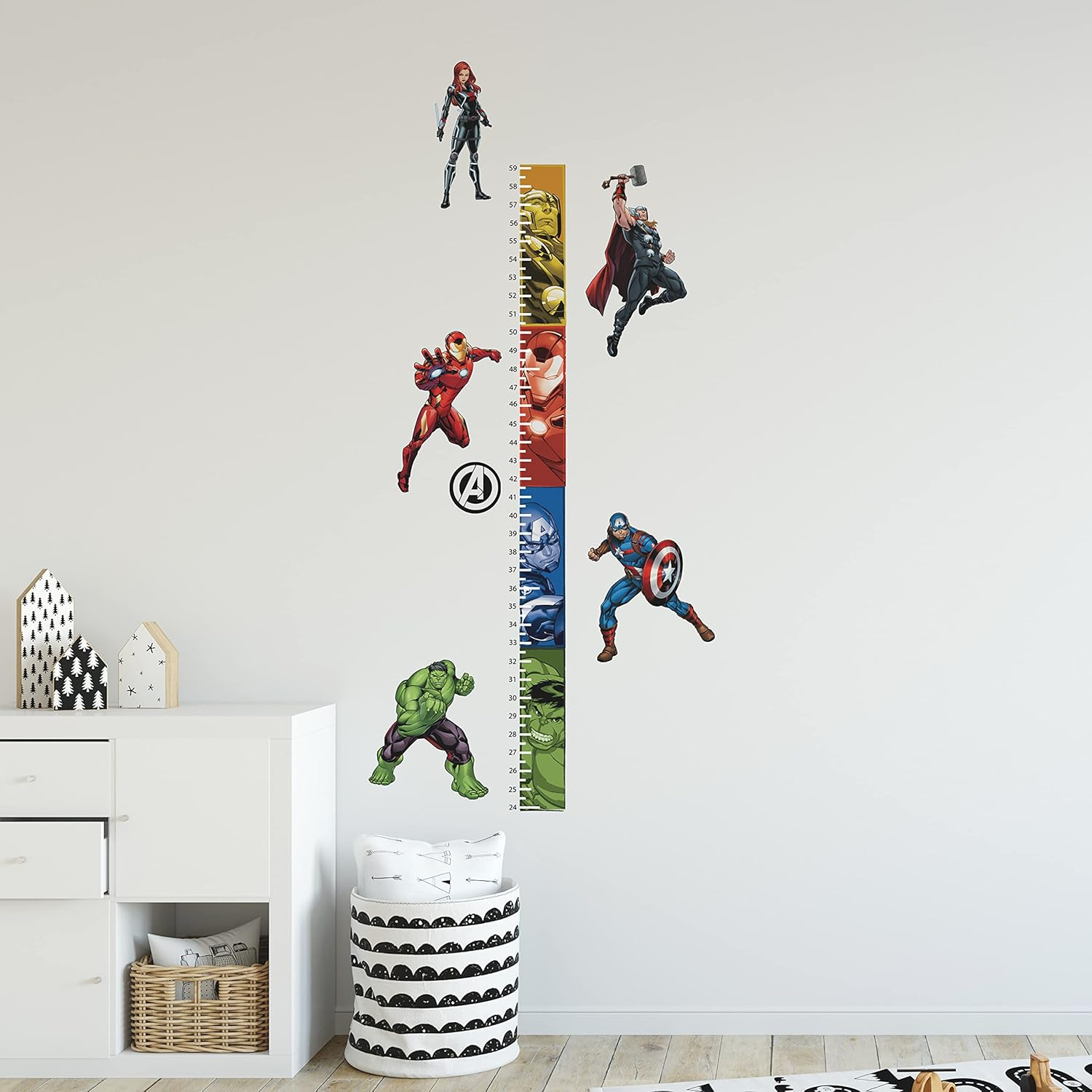 Roommates RMK5198GC Growth Chart Peel and Stick Wall Decals, Blue, Red, Black