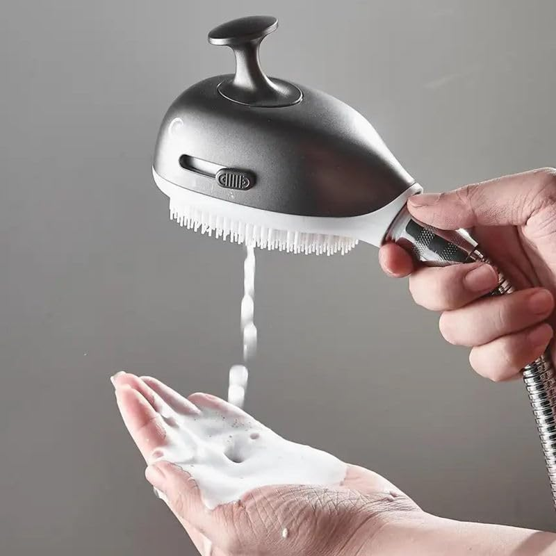 Dog Shower & Grooming Supplies - 2-In-1 Sprayer Brush with Built-In Soap Dispenser, Shower Attachment for All Pets Indoor,Outdoor Use (Grey) image number 6