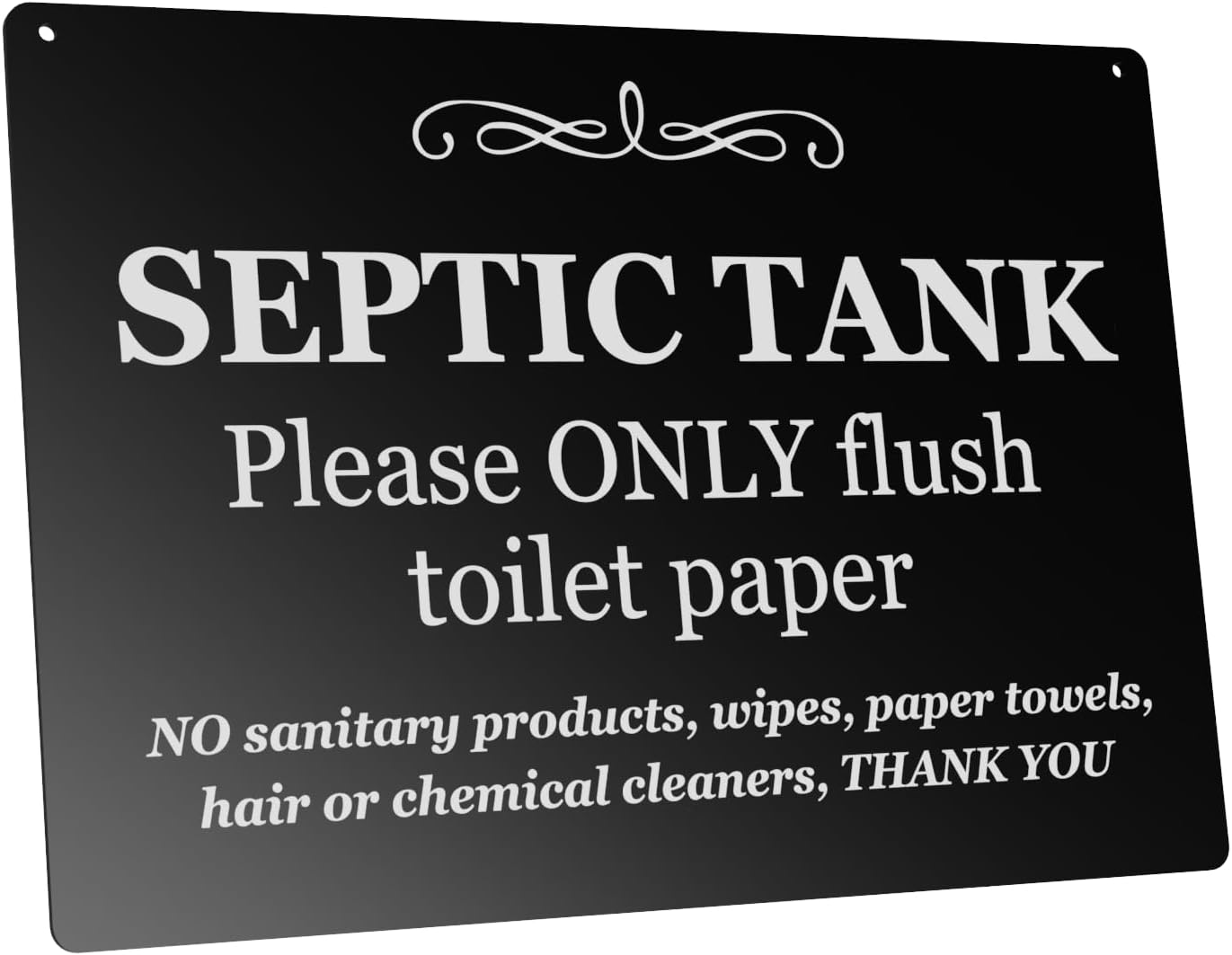 Septic Tank Sign 297Mm X 210Mm A4 - Black UV Printed Aluminium Composite - Septic Tank Please Only Flush Toilet Paper Sign - Indoor & Outdoor Use with Twine for Easy Hanging image number 3
