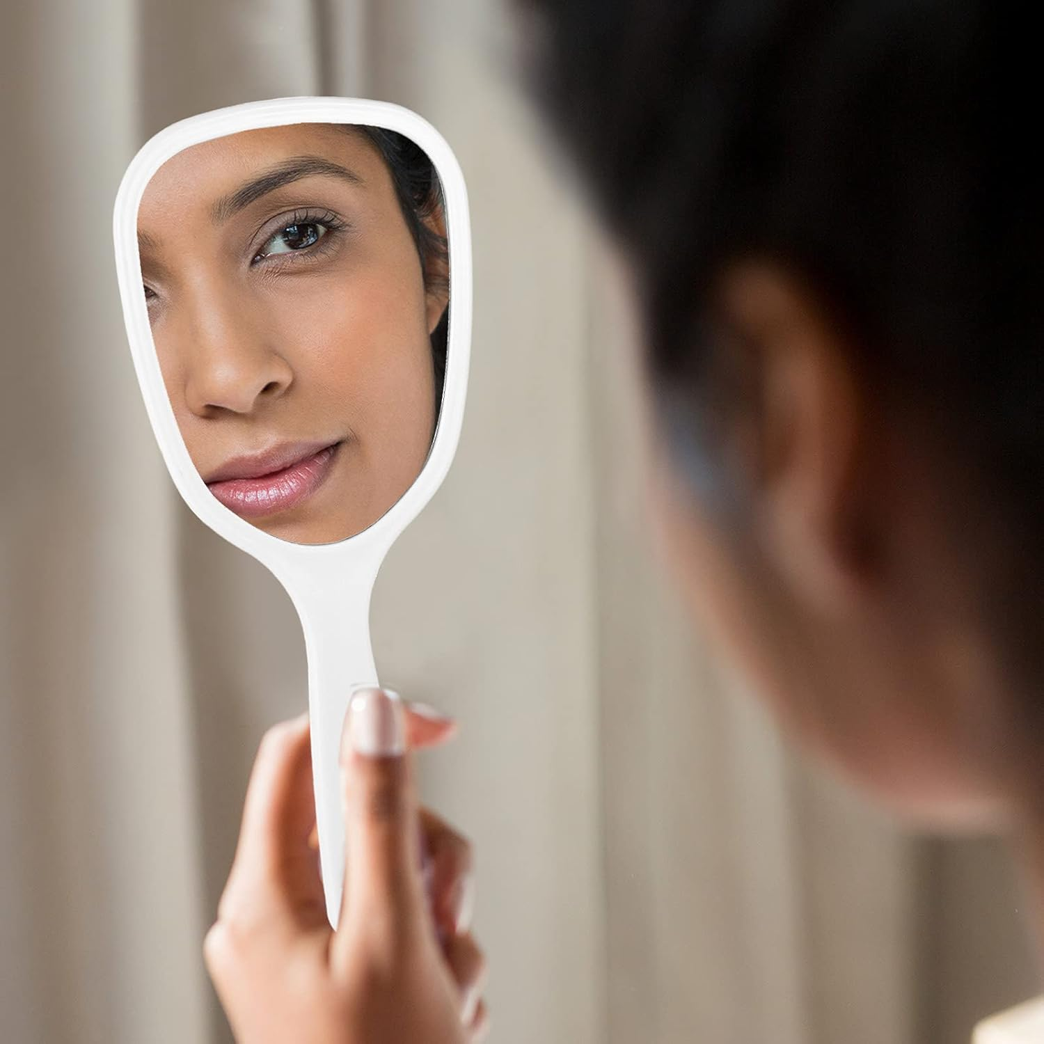 Jetec 8 Pcs Small Handheld Hand Mirror Compact Travel Makeup Mirror Handheld Cosmetic Personal Portable Vanity Glass 3.15 X 7.09 Inch (Black,White) image number 2