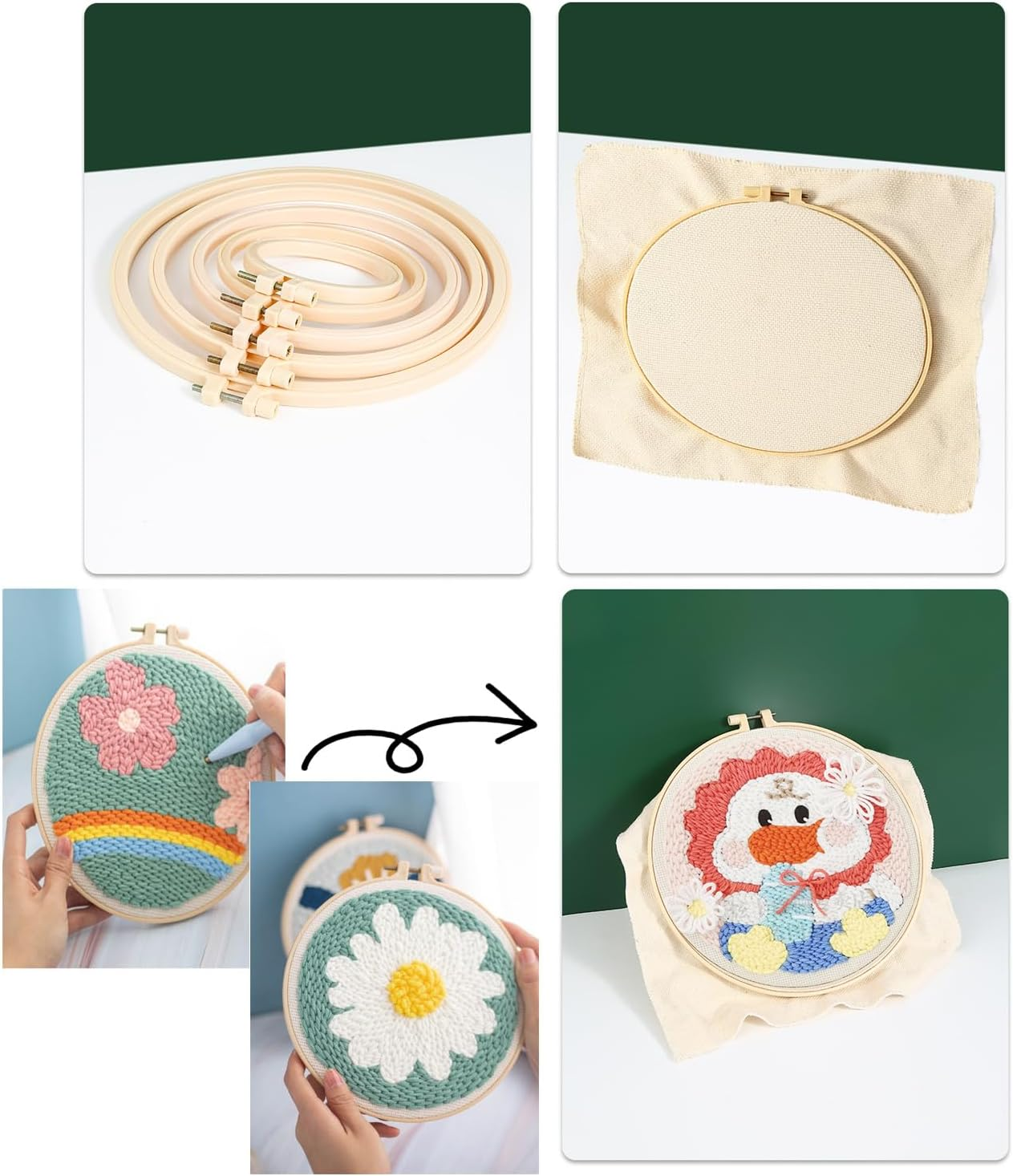 6 Pcs Creative Embroidery Bandage Frame,3.6-10.7 Inch Gradient Size Plastic Embroidery Frame,Cross Stitch,Handmade Diy,Fabric Decoration Sewing Tools,Beginner Professional Embroidery Equipment image number 6