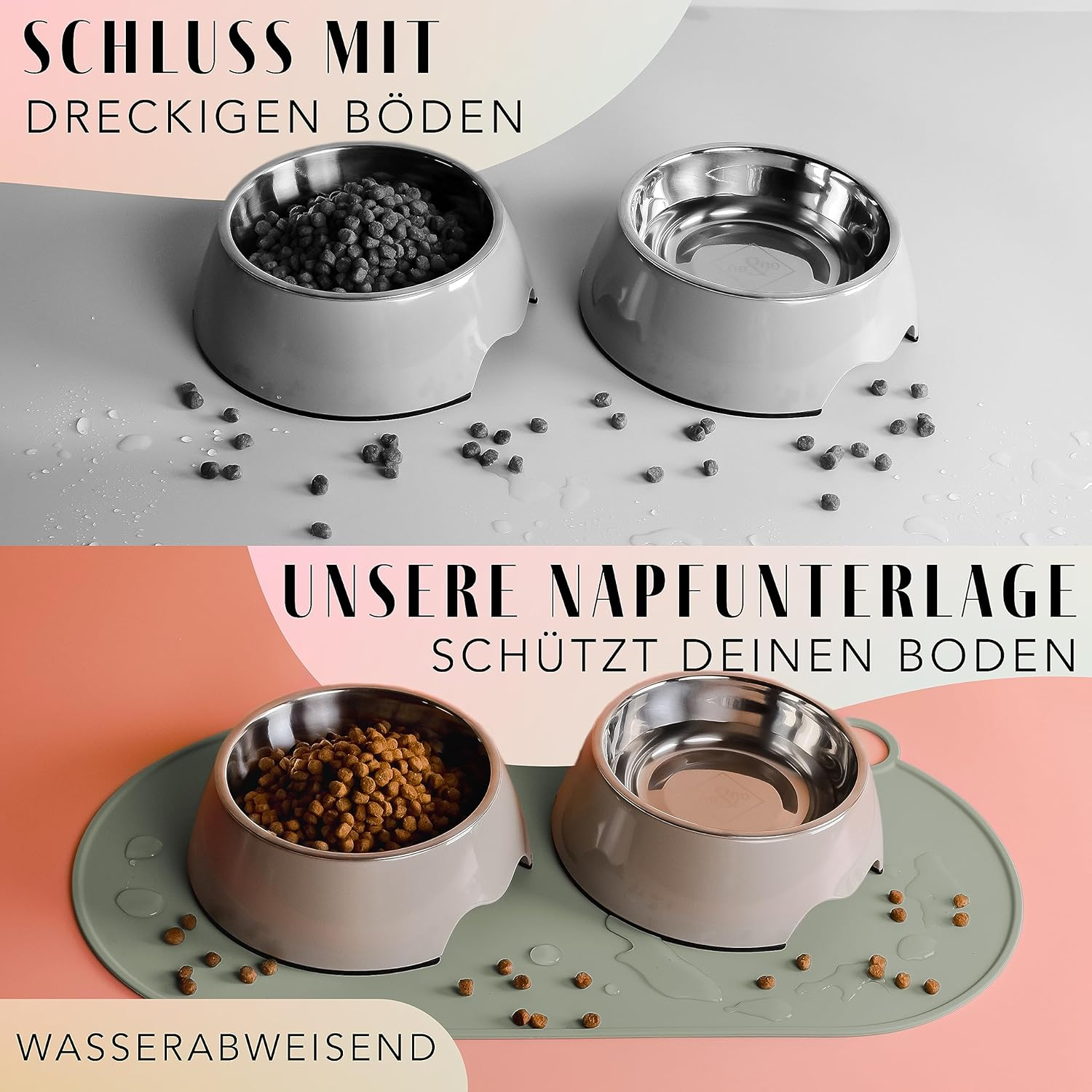 Ne&No Silicone Bowl Mat for Cats and Small Dogs Cat Bowl Mat Waterproof Feeding Mat Non-Slip Silicone Mat with Hanging Loop 49 X 25 Cm (Sage Green) image number 3