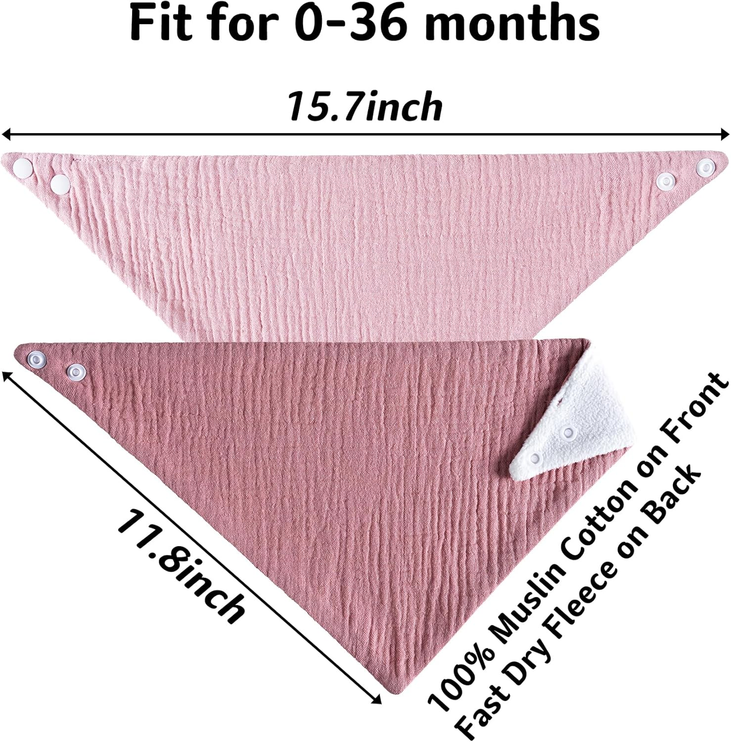 Muslin Baby Bibs 6-Pack Baby Drool Bandana Bibs for Baby Girls Boys Infant Newborn Toddler Drooling and Teething(Triangle Gradientpink) image number 4