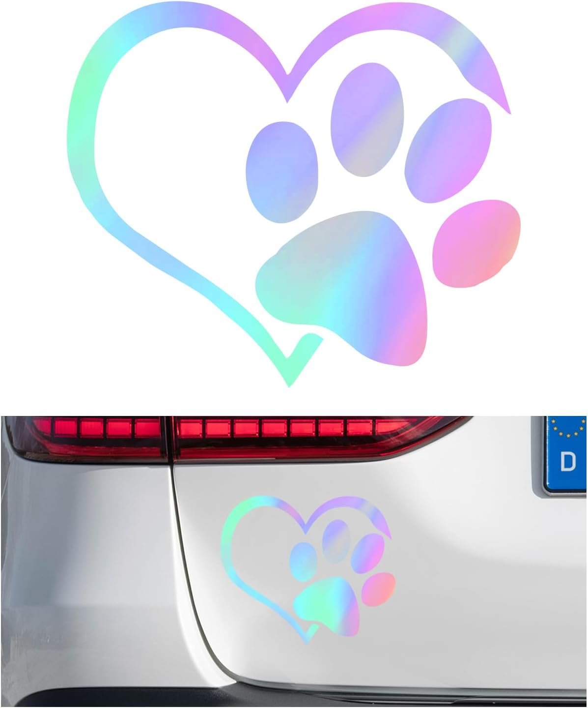 Pet Dog Paw Print Sticker, Love Heart Dog Paw Stamped Automotive Window Decor Decal, Cute Paw Stickers for Vehicles Windows Walls Laptop Luggage, Exterior Car Accessories (Pink)