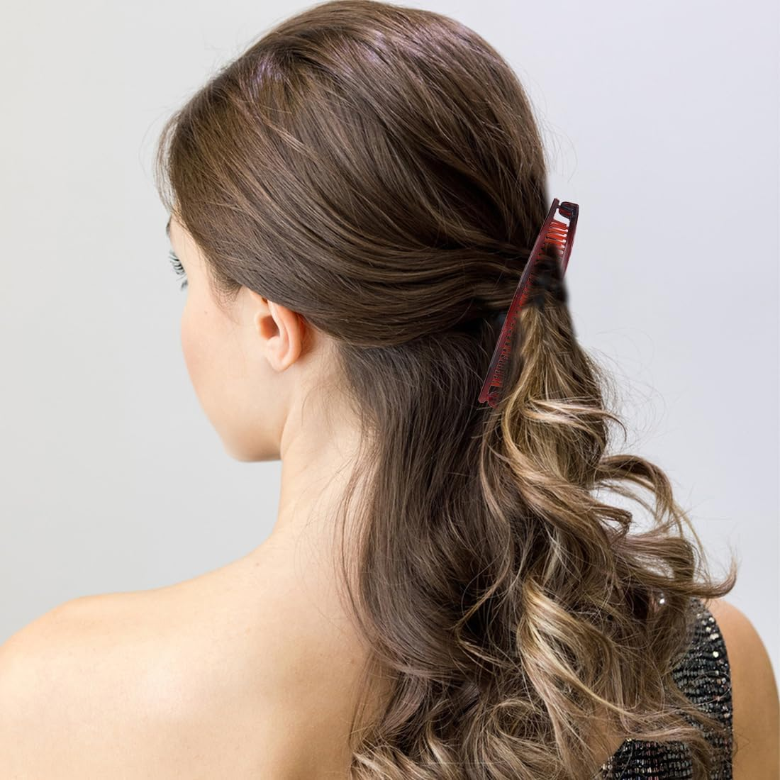 Pack of 4 Banana Hair Clips Clincher Combs Large Vintage Banana Clips Comb Fishtail Hair Clip Ponytail Holder Clips for Women Girls Thick Curly Hair image number 4