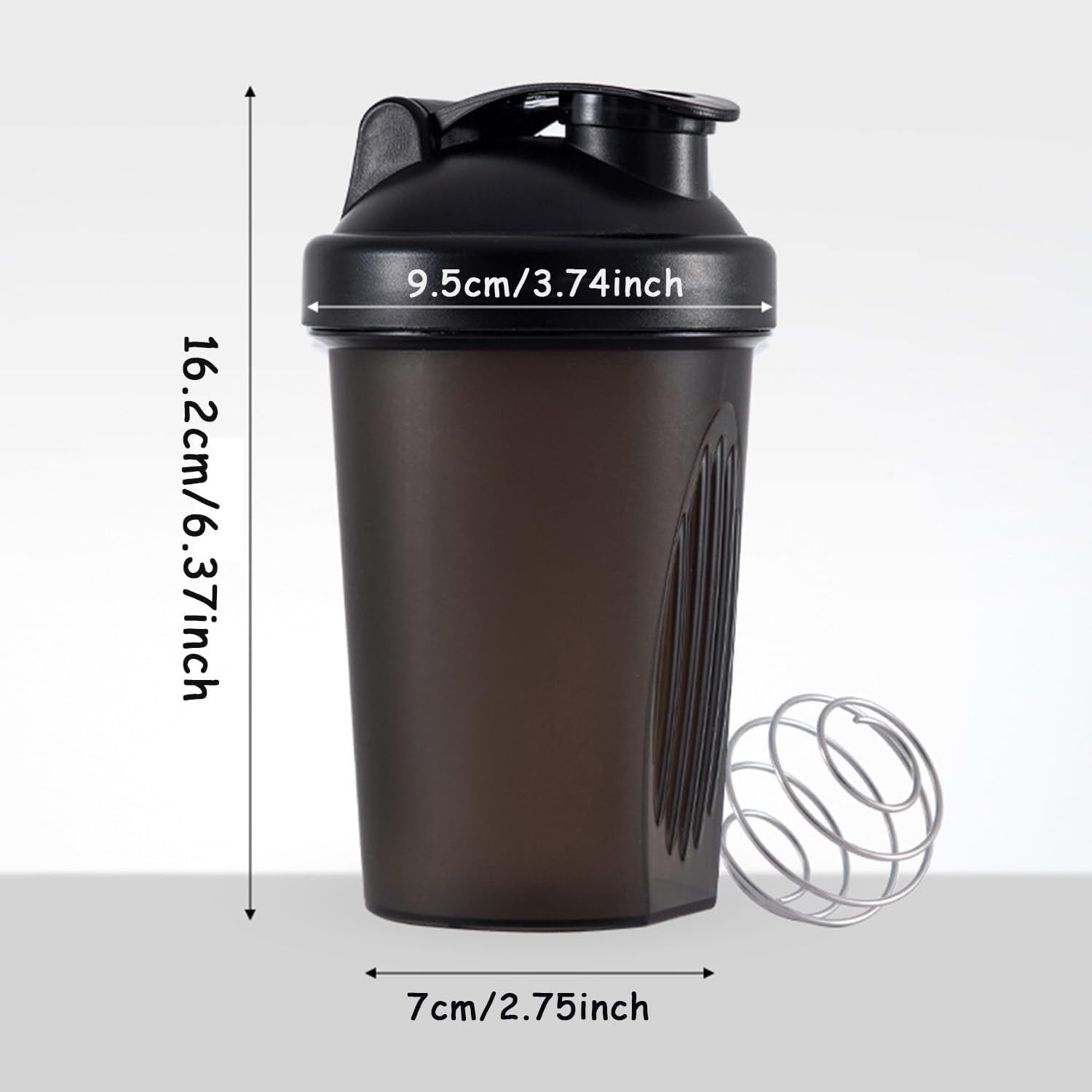Shaker Bottle for Protein Powder Mixed Plastic Workout Water Bottle 400 Ml with Mixball Non-Leak Cap Shaker Cups for Fitness Sports Gym Supplement Drinks Bottles (Black) image number 5