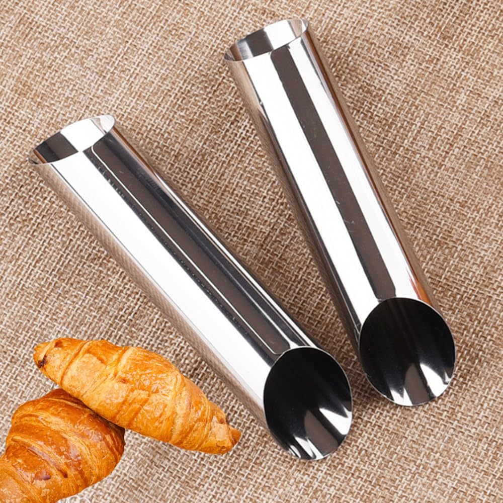 Naisfei 10 Pack Cannoli Tubes,5 Inch Cannoli Tubes Molds, Large Stainless Steel Cannolis Tubes, Non-Stick Cannoli Forms Cream Horn Danish Pastry Molds for Croissant Shells Cream Roll Baking image number 2