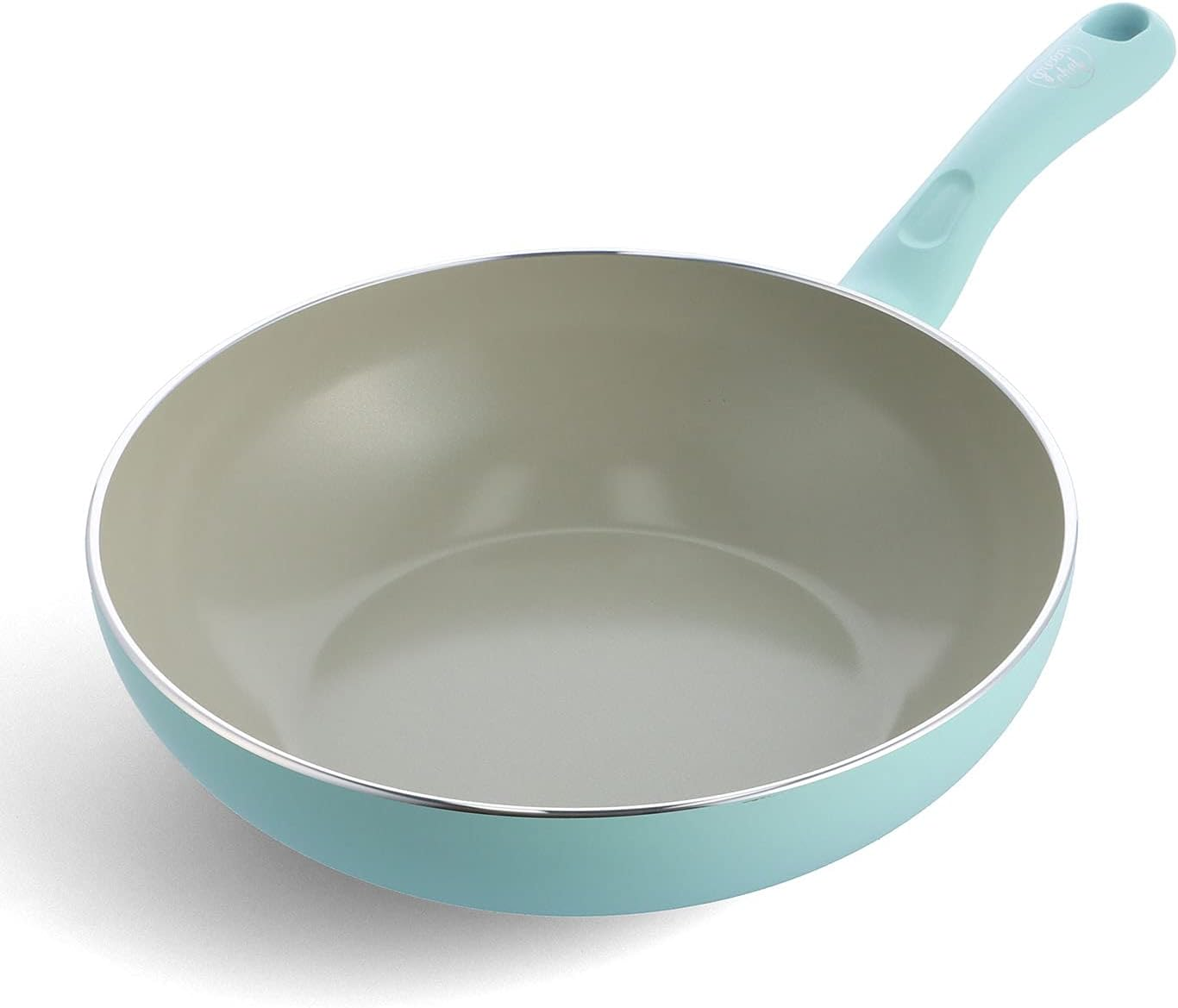 Greenpan Green Chef Fry Pan 10.2 Inches (26 Cm), IH Compatible, Ceramic Finish, Non-Stick Interior and Exterior for Easy Cleaning, Non-Toxic, Earth Color, Mint Green