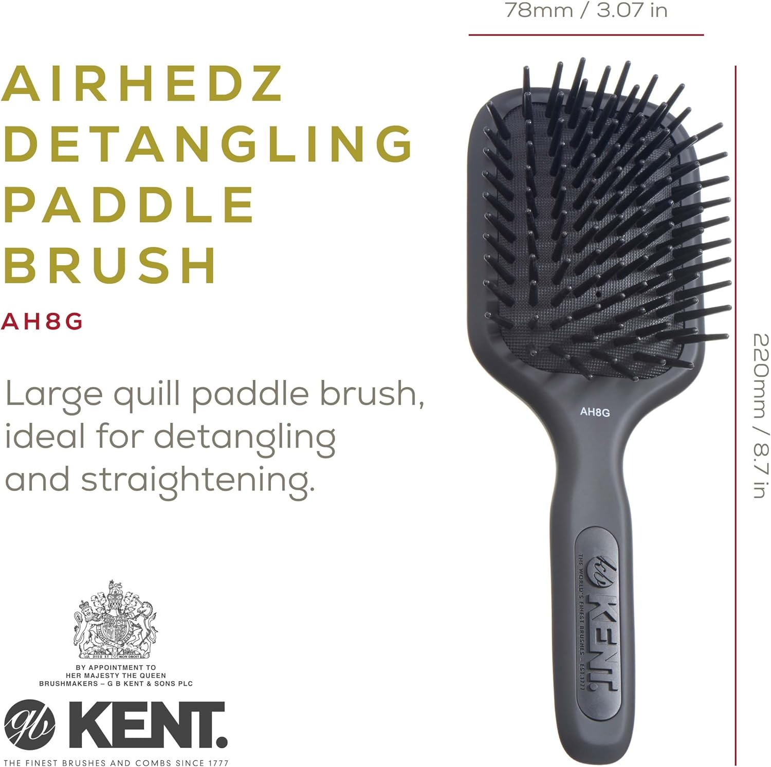 Kent Medium Paddle Brush with Large Quills image number 3