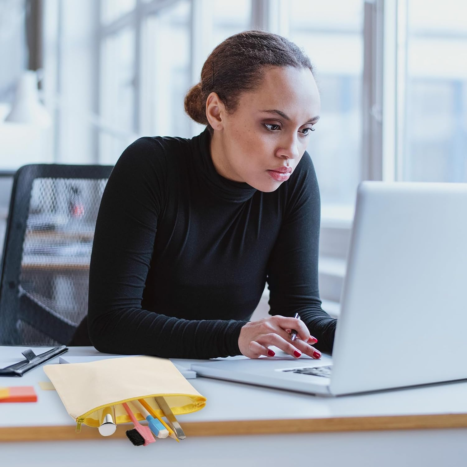 Shappy 40 Pcs Canvas Zipper Pouch Bags Pencil Pouch Canvas Makeup Bags Blank Pencil Case Cotton Cosmetic Case for Travel DIY Craft (7.09 X 4.33 Inches,S) image number 2