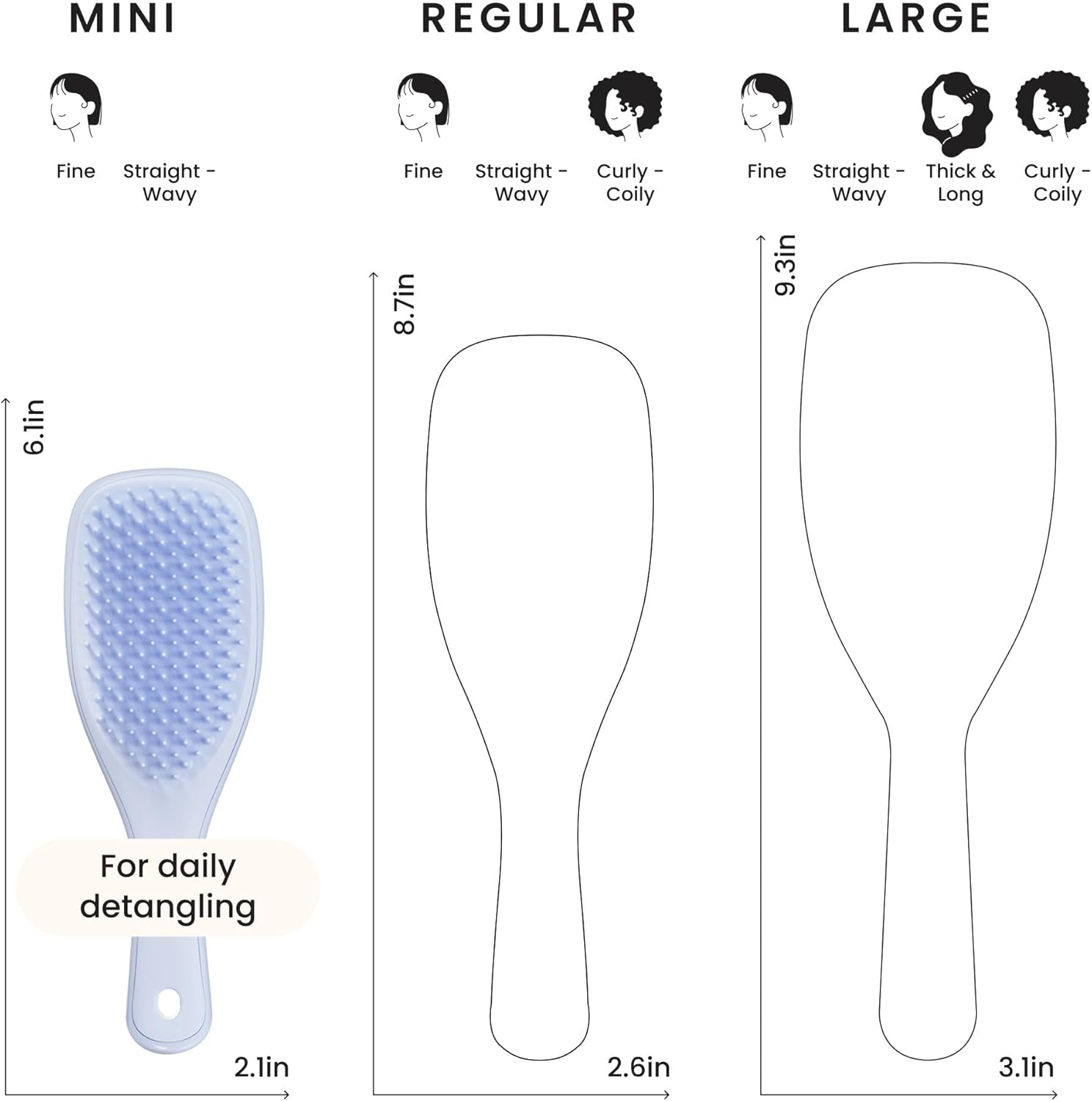 Tangle Teezer Mini Ultimate Detangler - for Wet & Dry Hair - Detangling Brush for All Hair Types - Perfect Brush for Kids & Travel - Digital Lavender image number 3