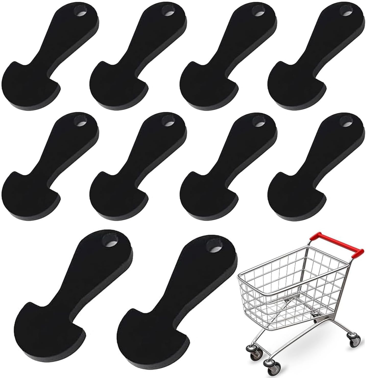 Xinghonyac 10 Pcs Shopping Trolley Tokens Key, Shopping Trolley Release Key, Coin Trolley Unlock Release Key, Trolley Remover Keyring for Grocery Shopping Carts image number 4